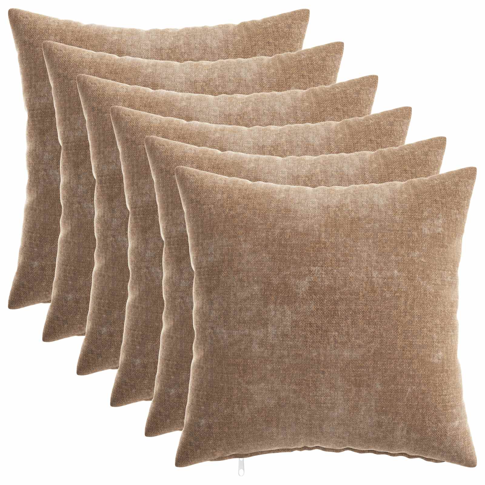 Cushion 6 pcs HEERLEN Brown 45 x 45 cm Chenille Fabric