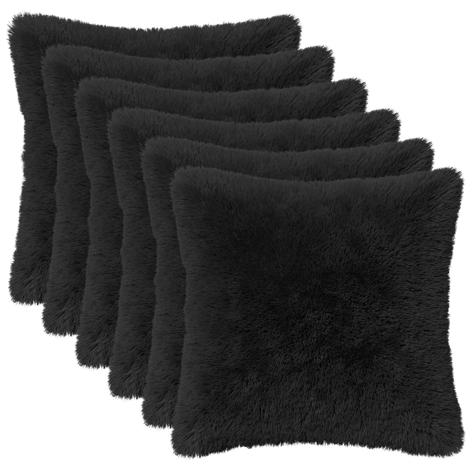 Cushion with Pillow HEERLEN 6 pcs Black PV Fleece
