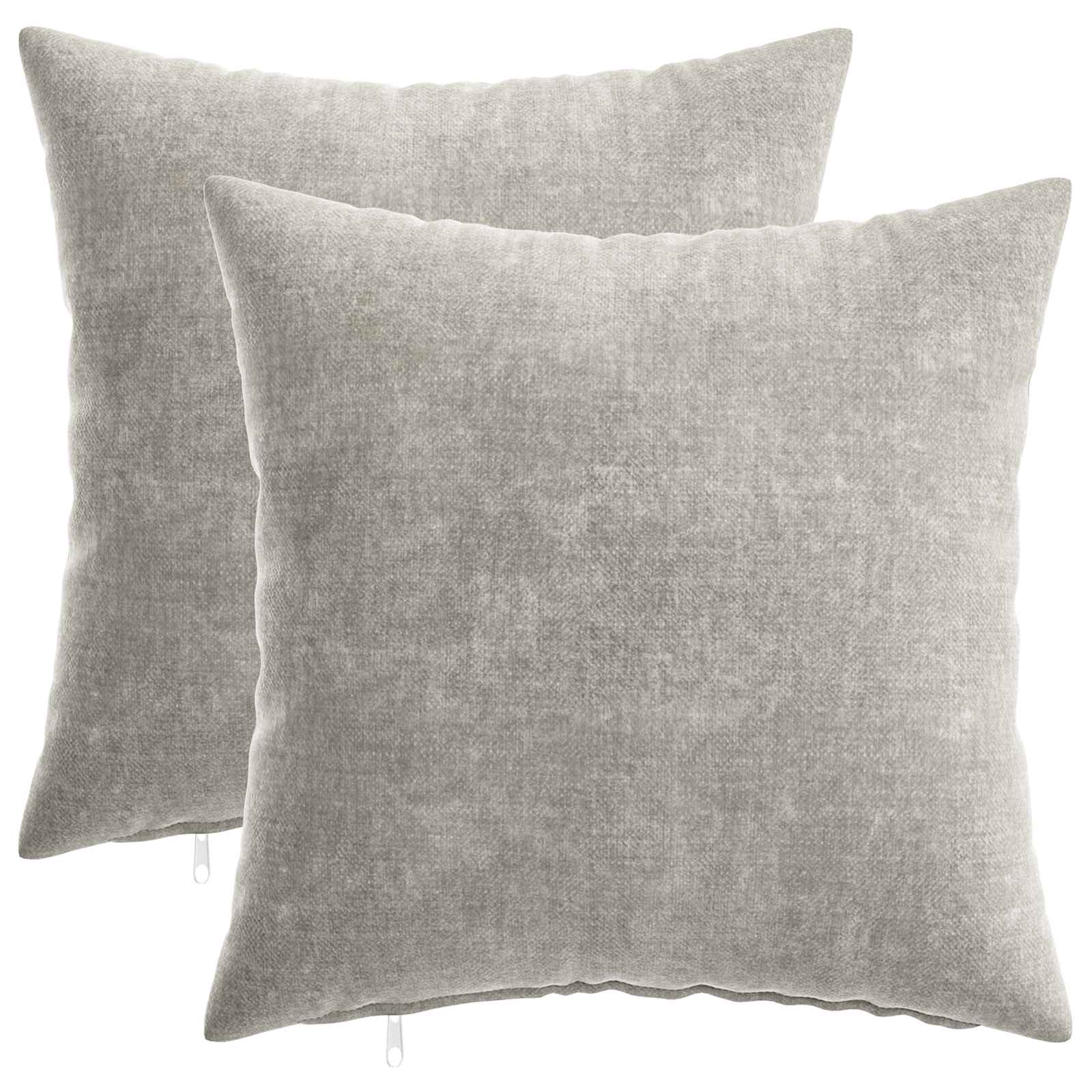Cushion 2 pcs HEERLEN Light Grey 50 x 50 cm Chenille Fabric