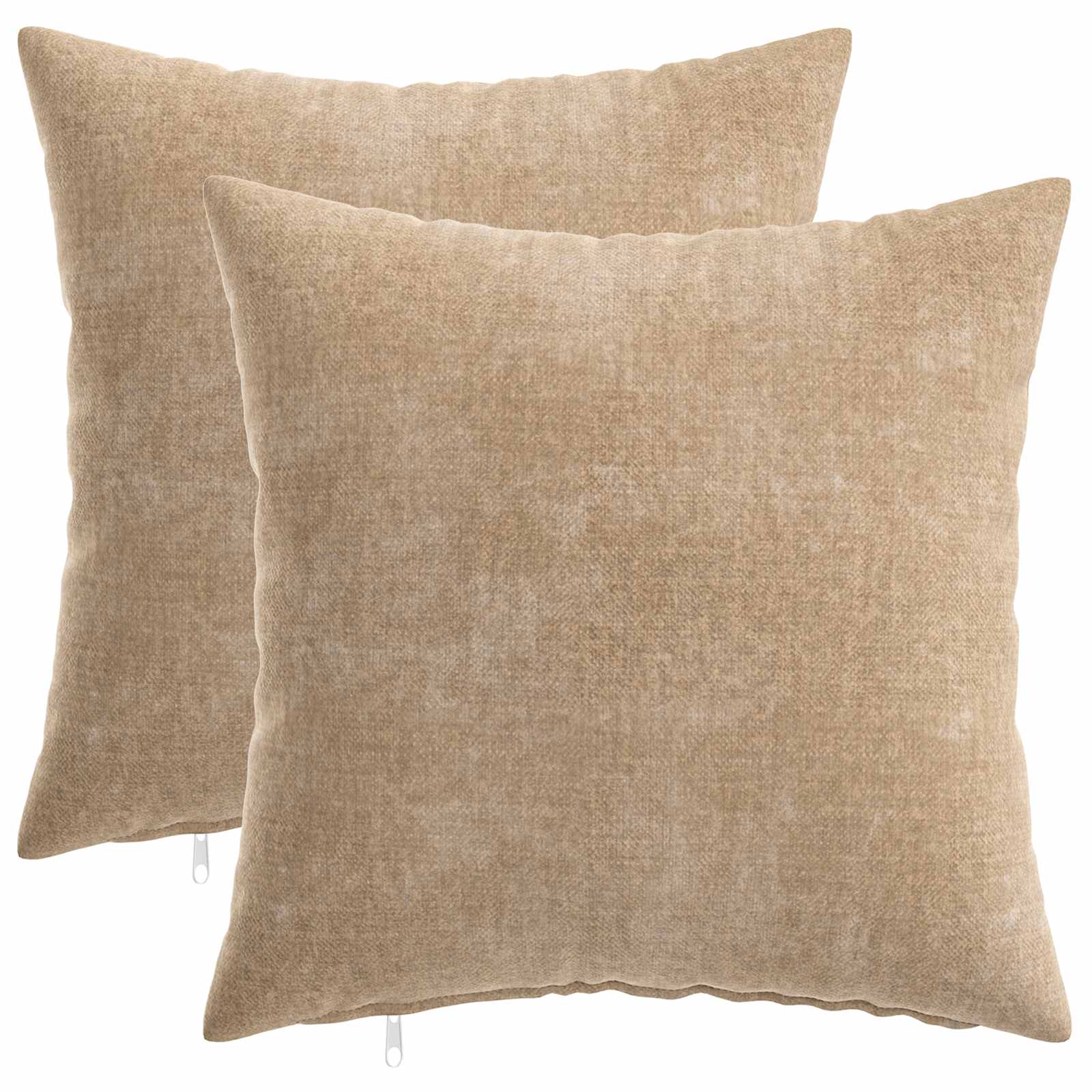 Cushion 2 pcs HEERLEN Taupe 50 x 50 cm Chenille Fabric