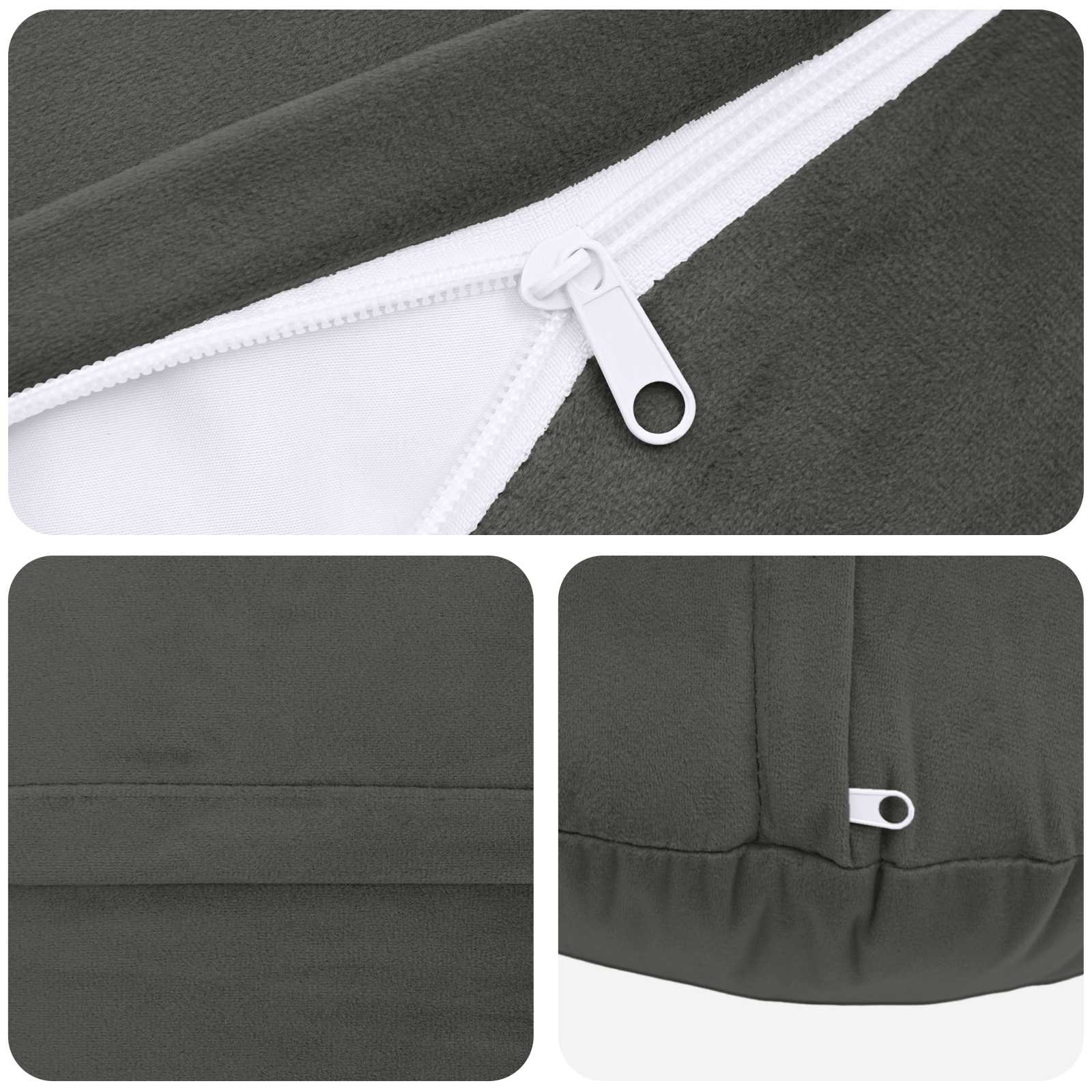 Cushion with Pillow HEERLEN 6 pcs Dark Grey Velvet