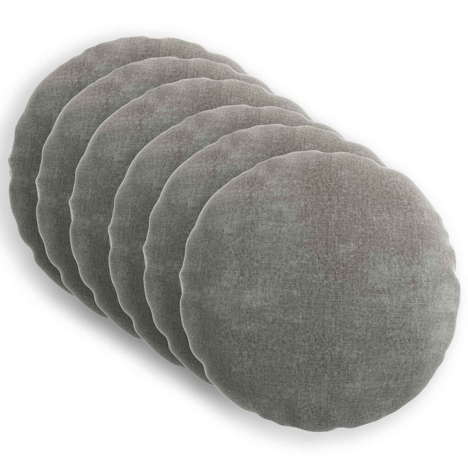 Cushion 6 pcs HEERLEN Dark Grey Ø 40 cm Chenille Fabric