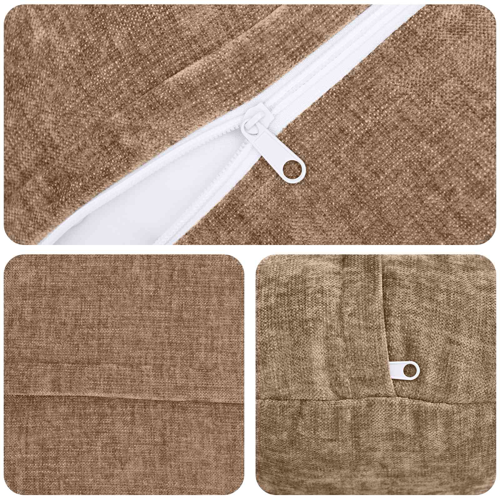 Cushion with Pillow HEERLEN 2 pcs Brown Chenille Fabric