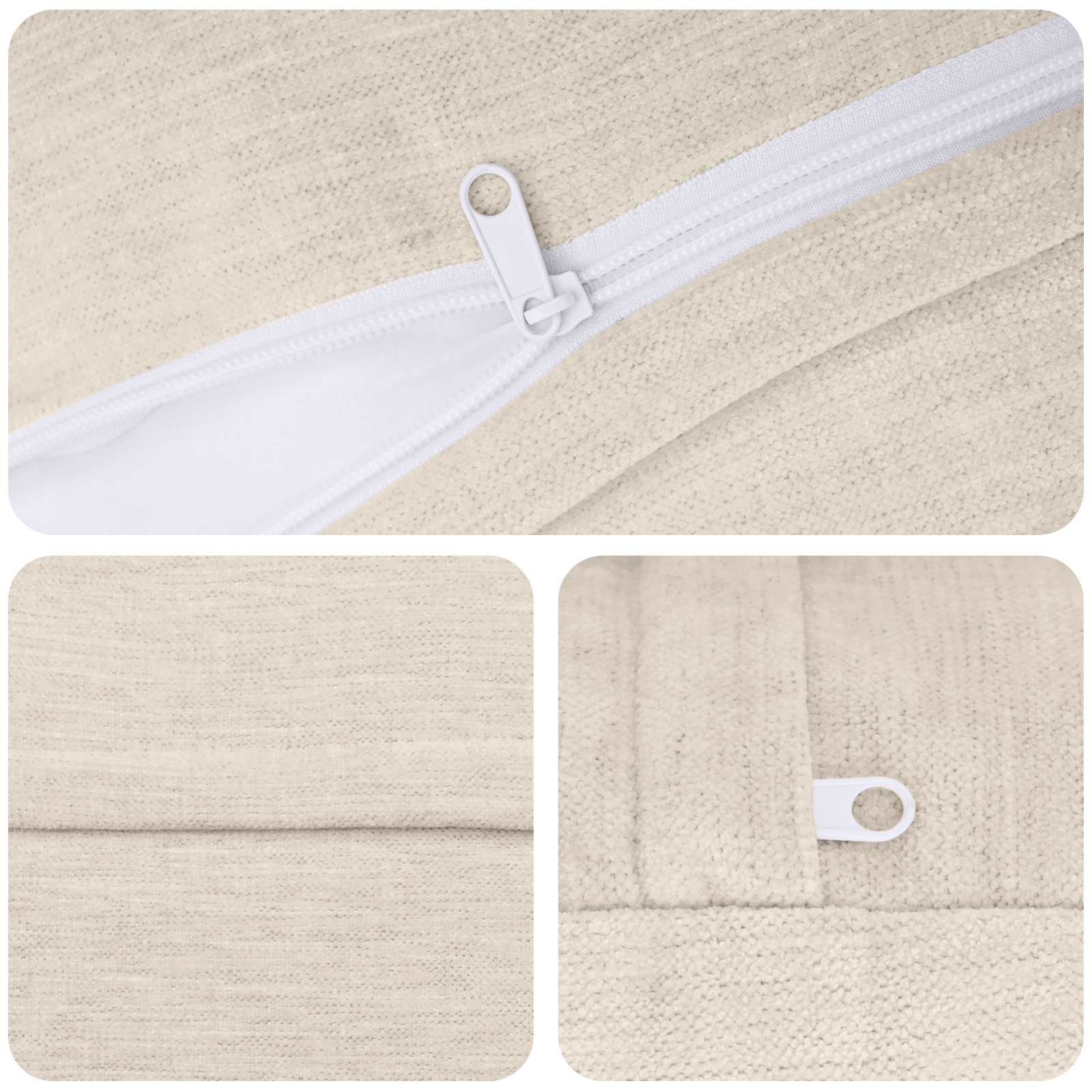 Cushion 6 pcs HEERLEN Cream Ø 40 cm Chenille Fabric