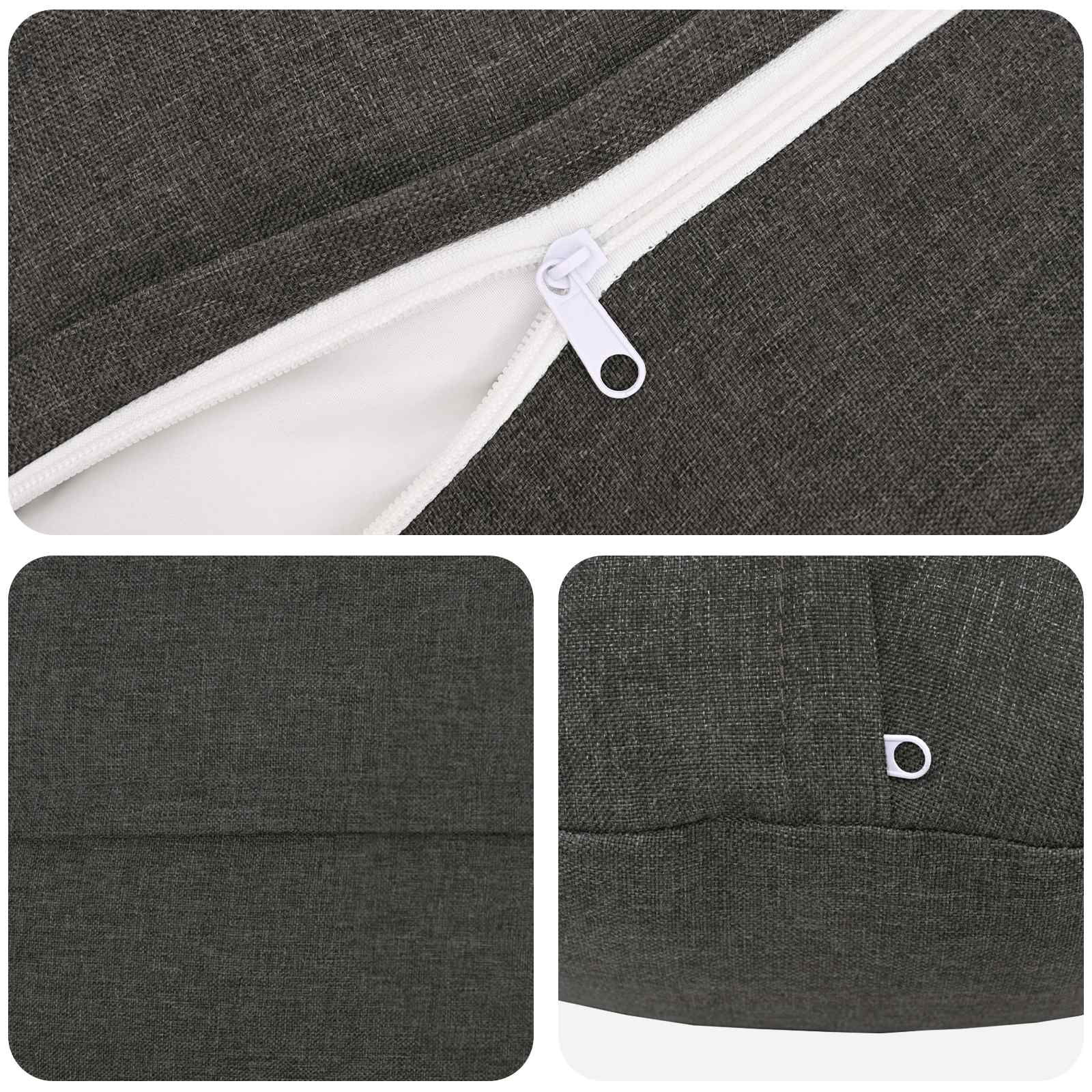 Cushion with Pillow HEERLEN 6 pcs Dark Grey Fabric