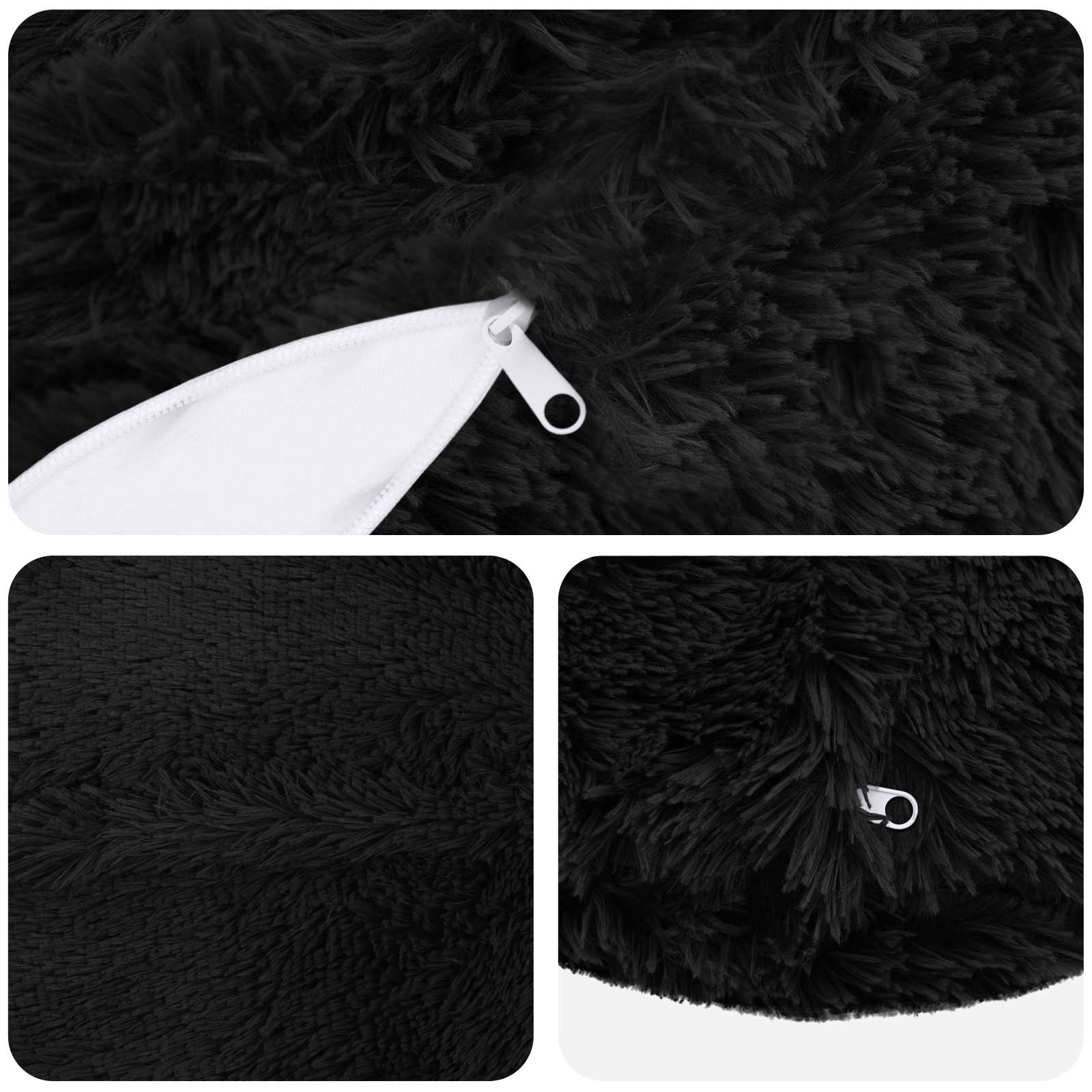 Cushion with Pillow HEERLEN 2 pcs Black PV Fleece