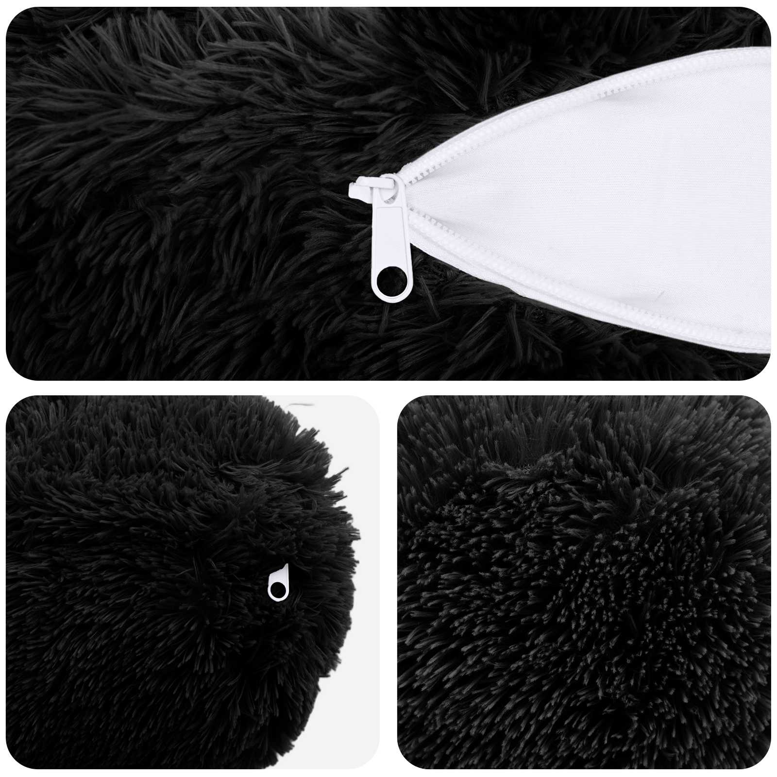 Cushion with Pillow HEERLEN 2 pcs Black PV Fleece