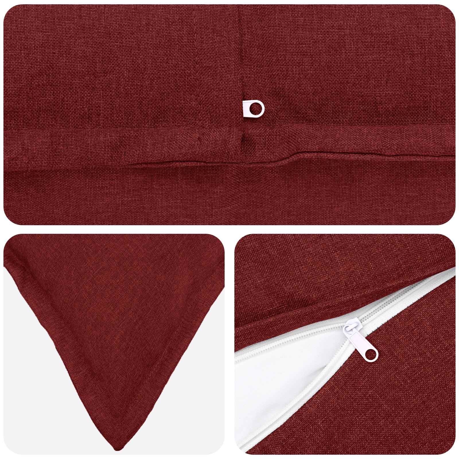Cushion 2 pcs HOUTEN Wine Red 40 x 40 cm Faux Linen