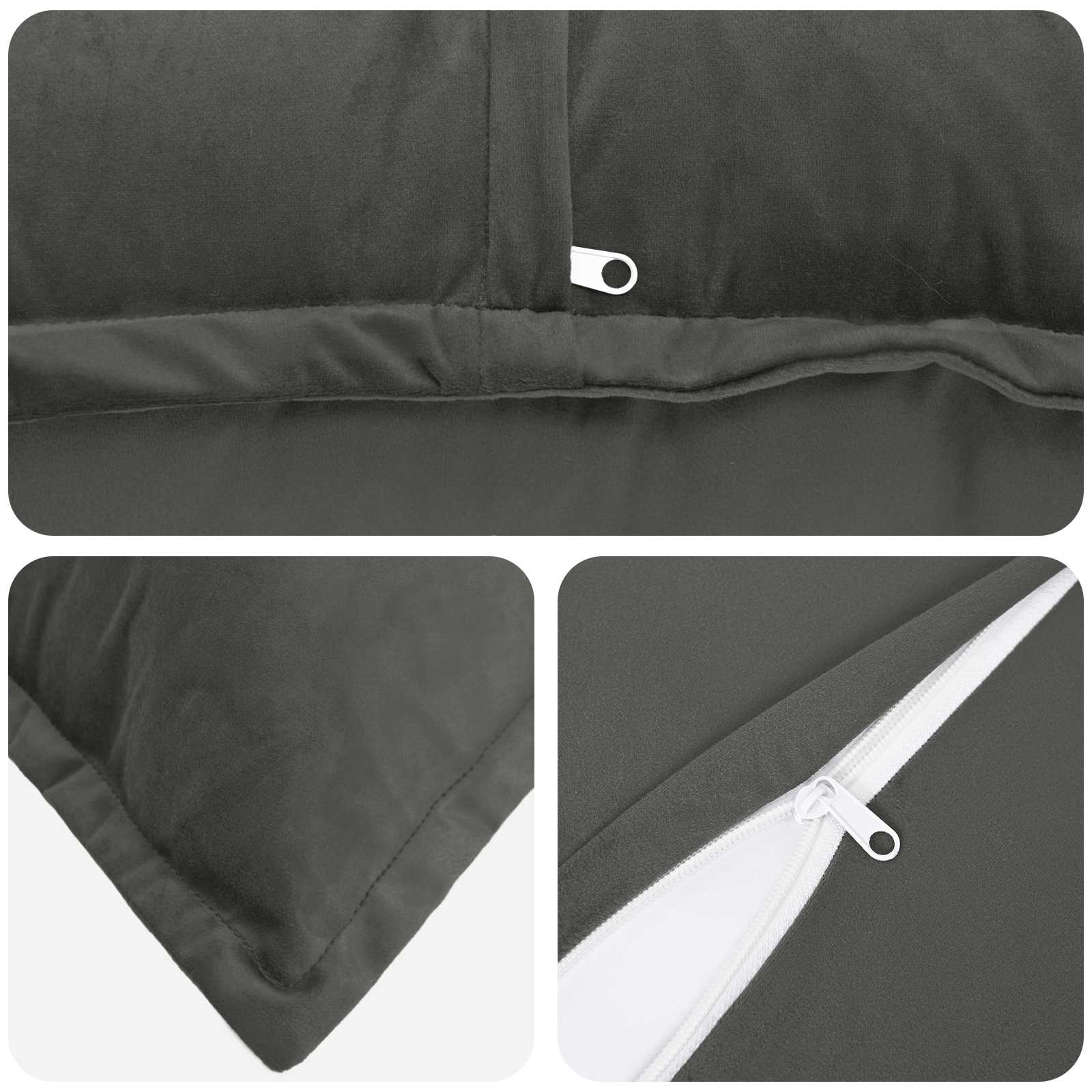 Cushion with Pillow HOUTEN 2 pcs Dark Grey Velvet