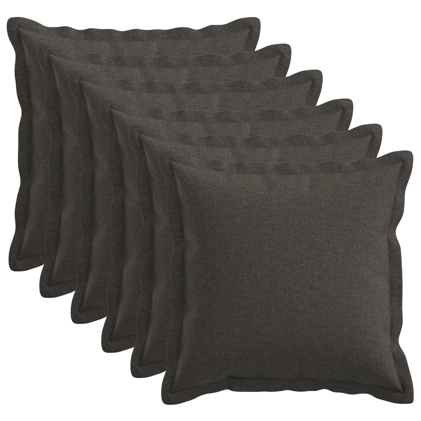 Cushion with Pillow HOUTEN 6 pcs Dark Grey Faux Linen