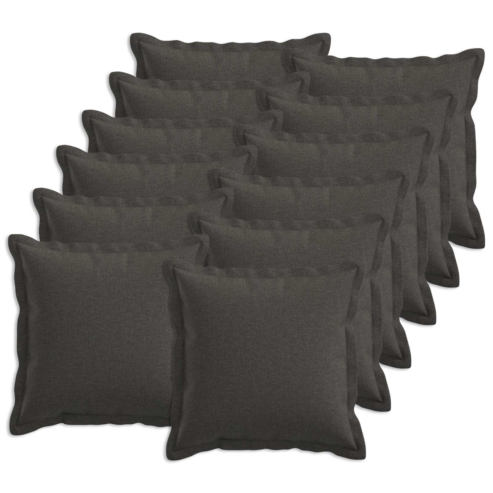 Cushion 12 pcs HOUTEN Dark Grey 45 x 45 cm Faux Linen
