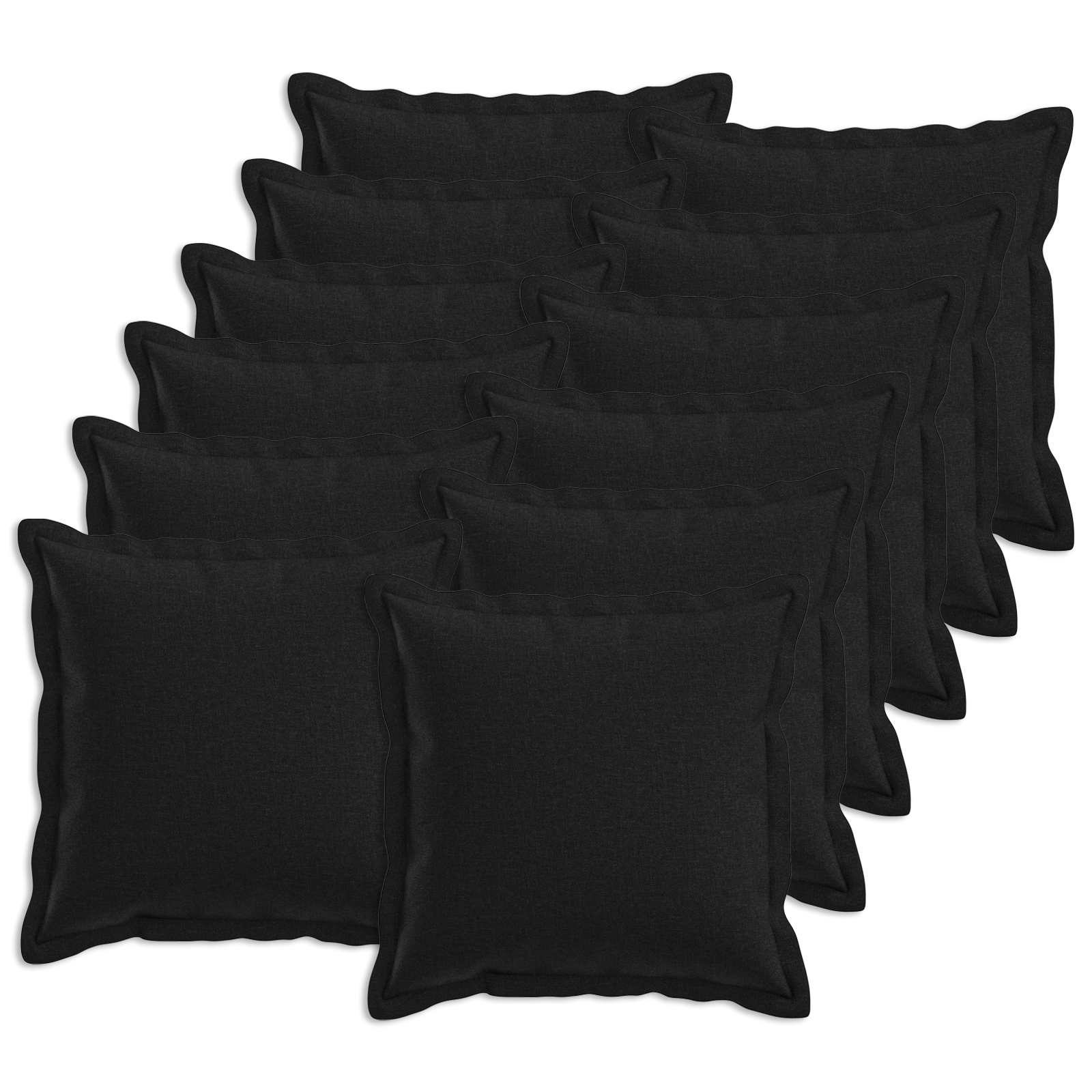 Cushion 12 pcs HOUTEN Black 45 x 45 cm Faux Linen