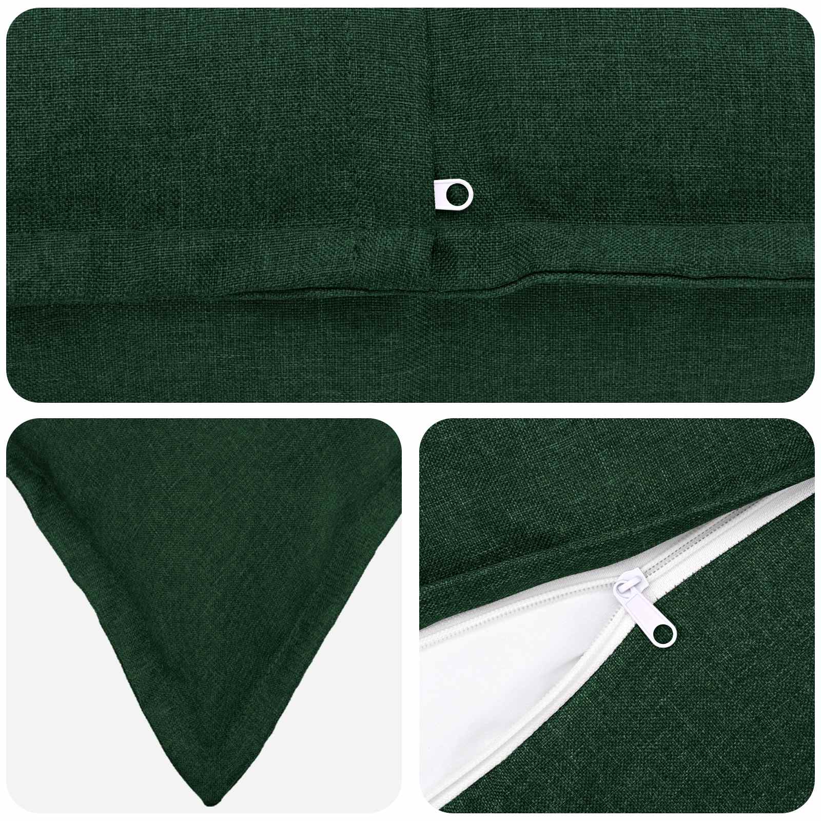 Cushion 2 pcs HOUTEN Dark Green 45 x 45 cm Faux Linen