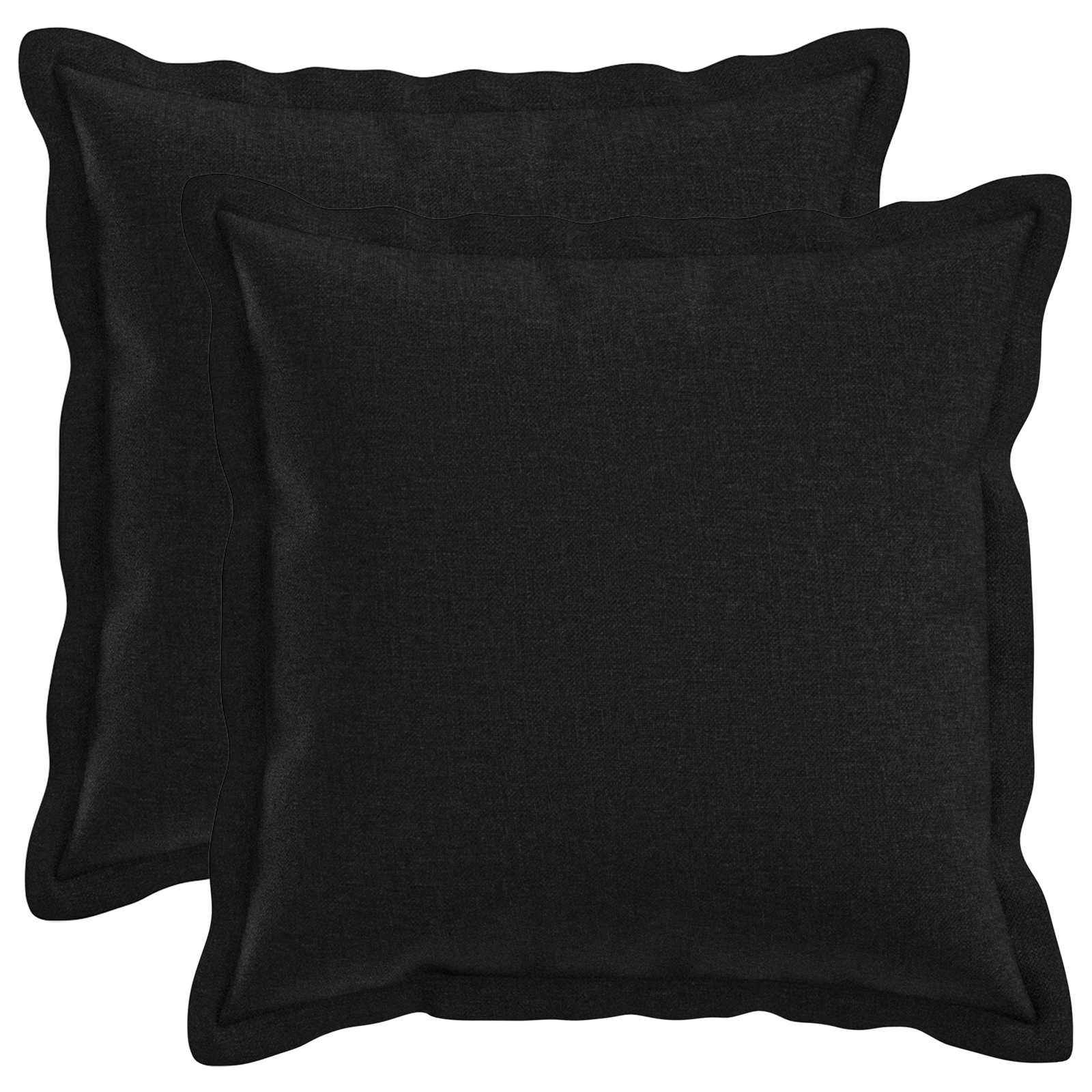 Cushion 2 pcs HOUTEN Black 50 x 50 cm Faux Linen