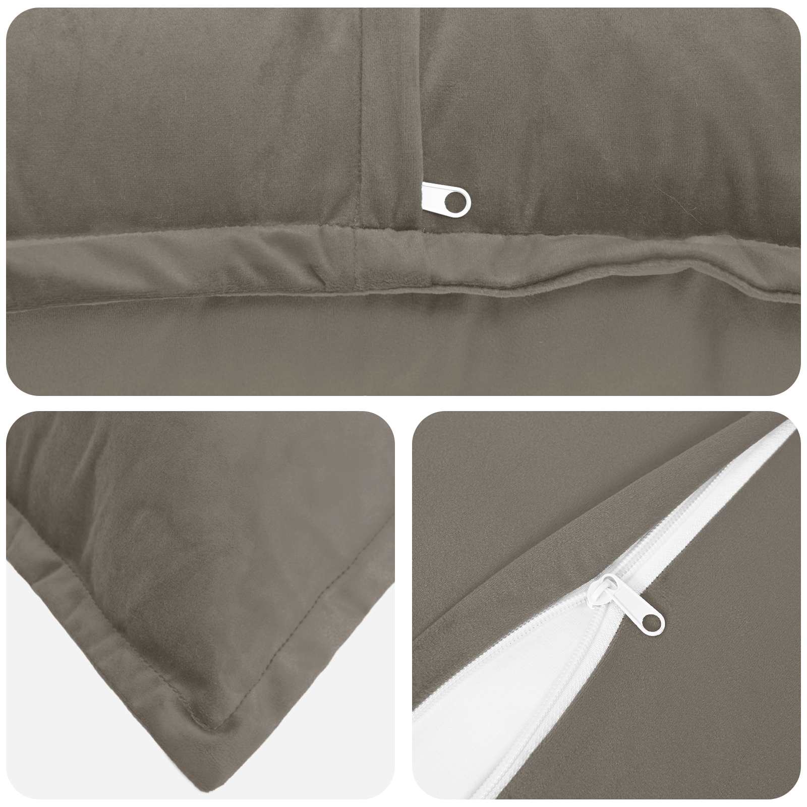 Cushion with Pillow HOUTEN 2 pcs Light Grey Velvet