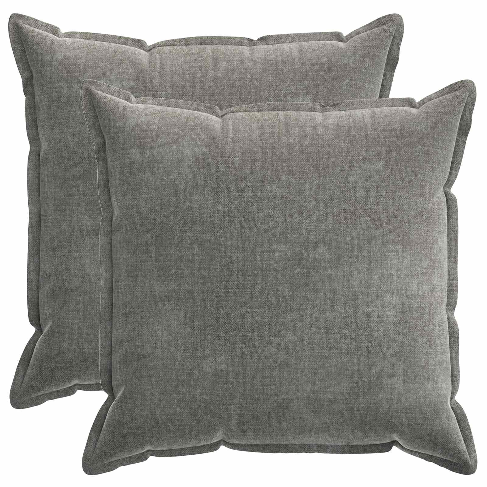 Cushion 2 pcs HOUTEN Dark Grey 60 x 60 cm Chenille Fabric