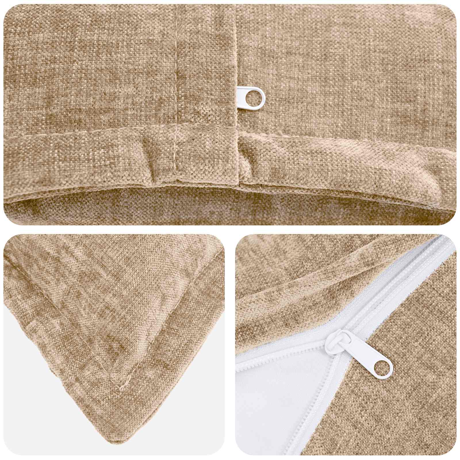 Cushion 2 pcs HOUTEN Taupe 60 x 60 cm Chenille Fabric