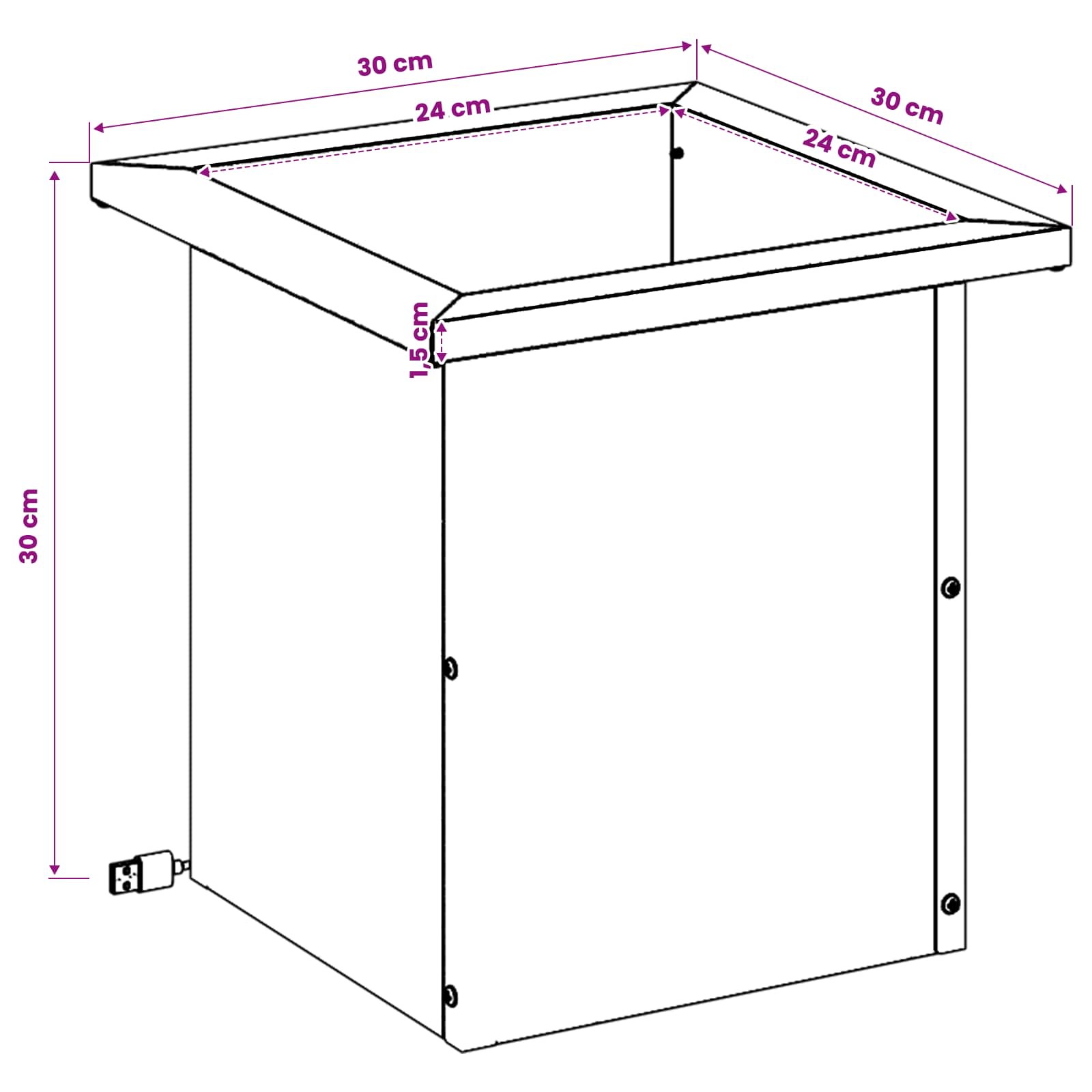 Garden Planter with LED 2 pcs Antracite 30 x 30 x 30 cm Steel