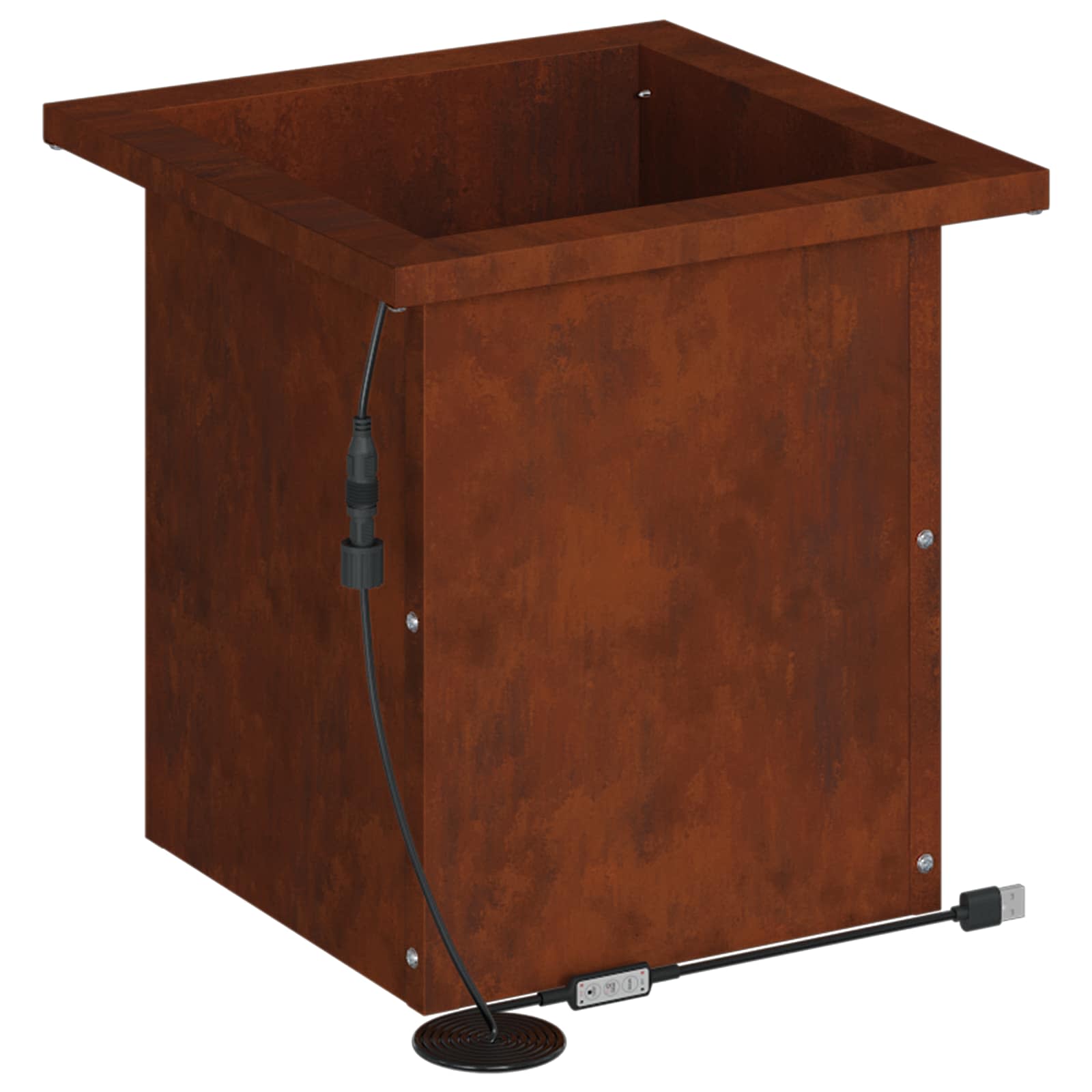 Garden Planter with LED 2 pcs Rusty 30 x 30 x 30 cm