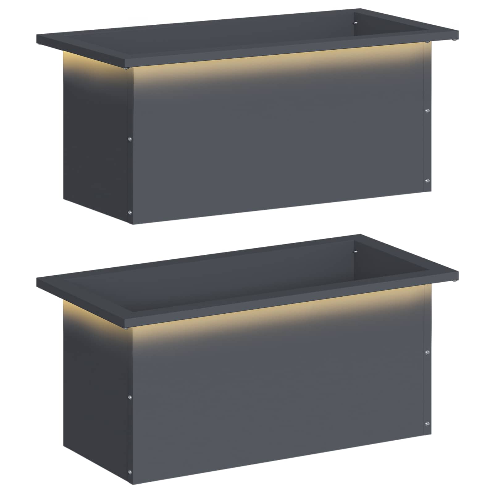 Garden Planter with LED 2 pcs Antracite 30 x 60 x 30 cm Steel