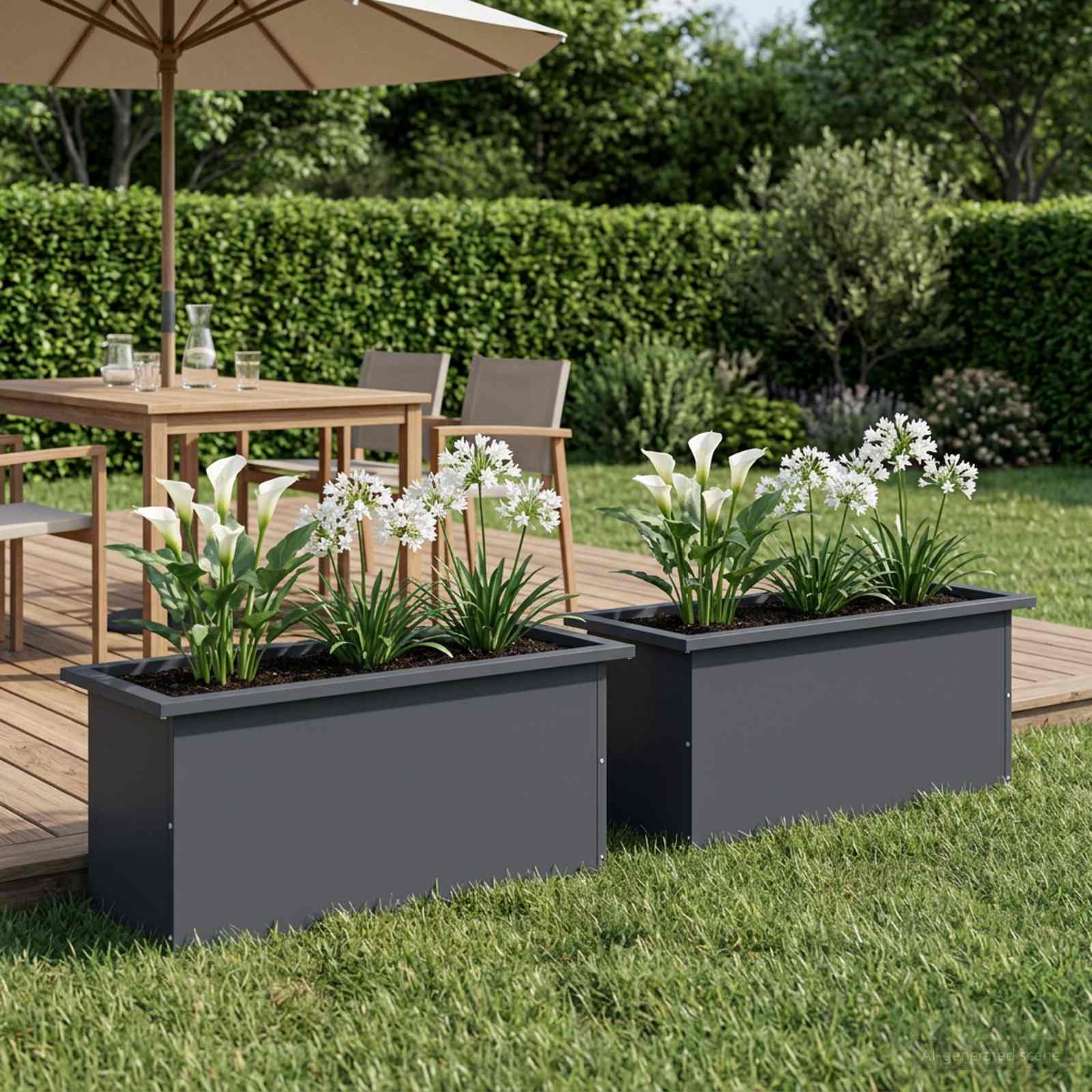 Garden Planter with LED 2 pcs Antracite 30 x 80 x 30 cm Steel
