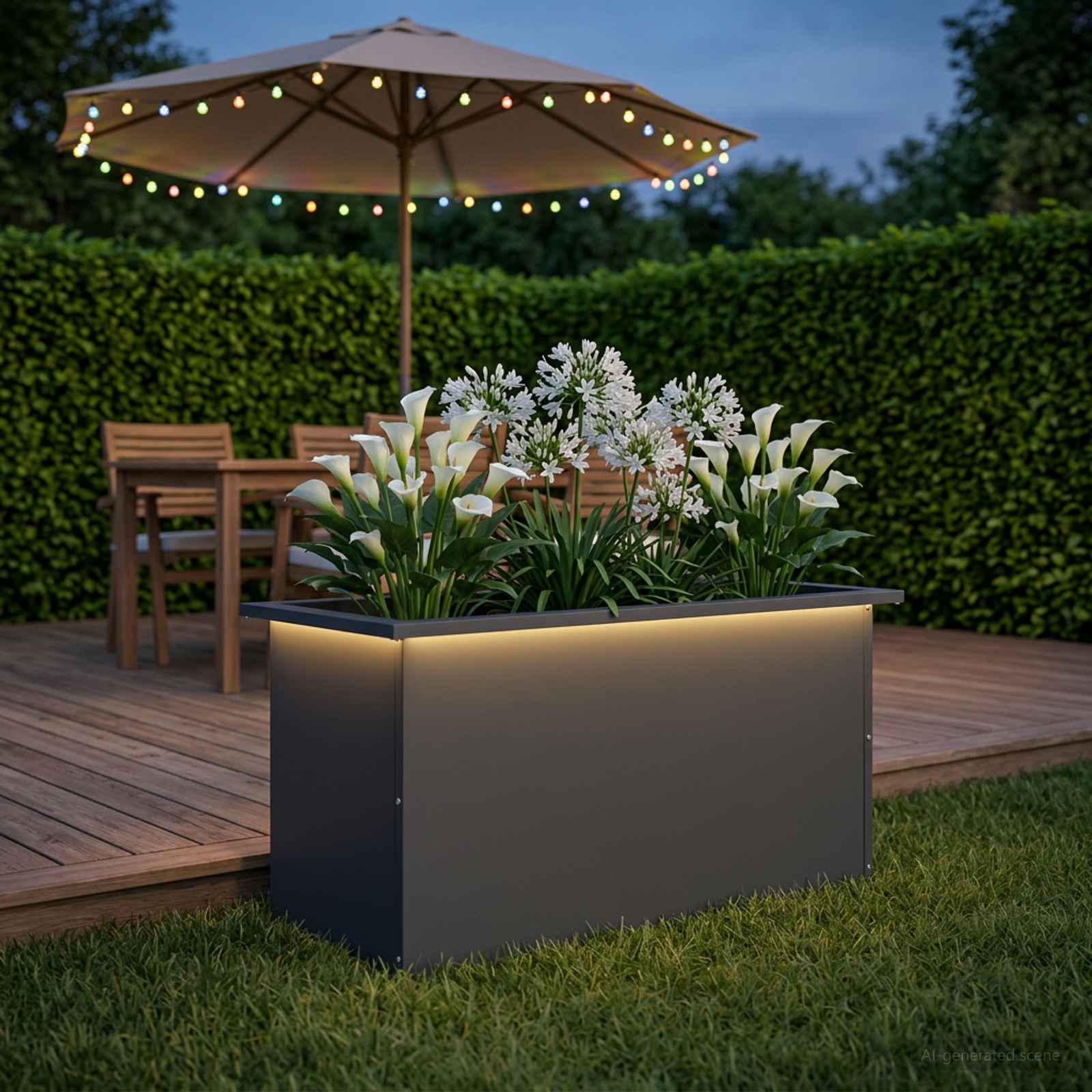 Garden Planter with LED Antracite 40 x 80 x 40 cm Steel