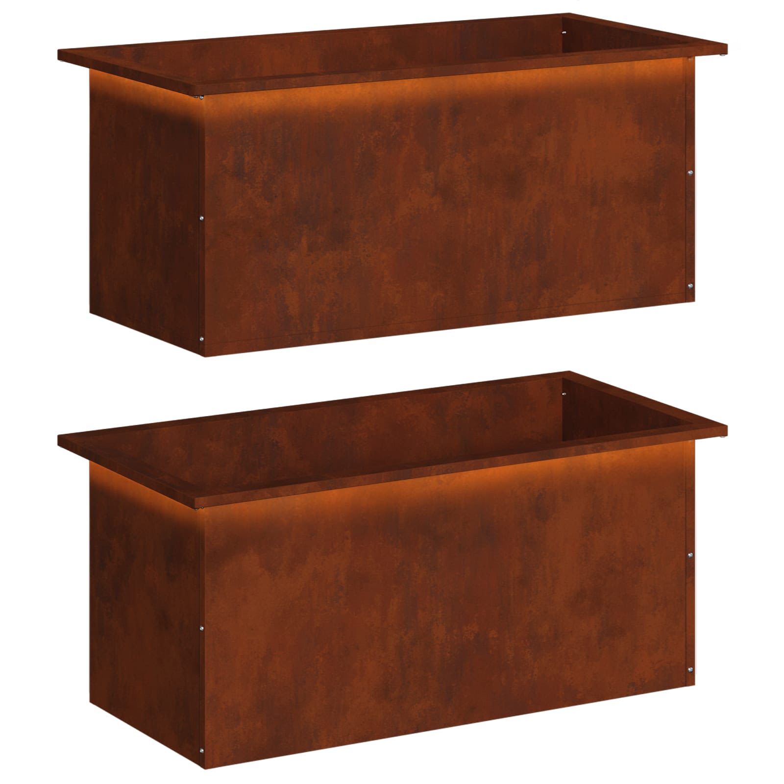 Garden Planter with LED 2 pcs Rusty 40 x 80 x 40 cm