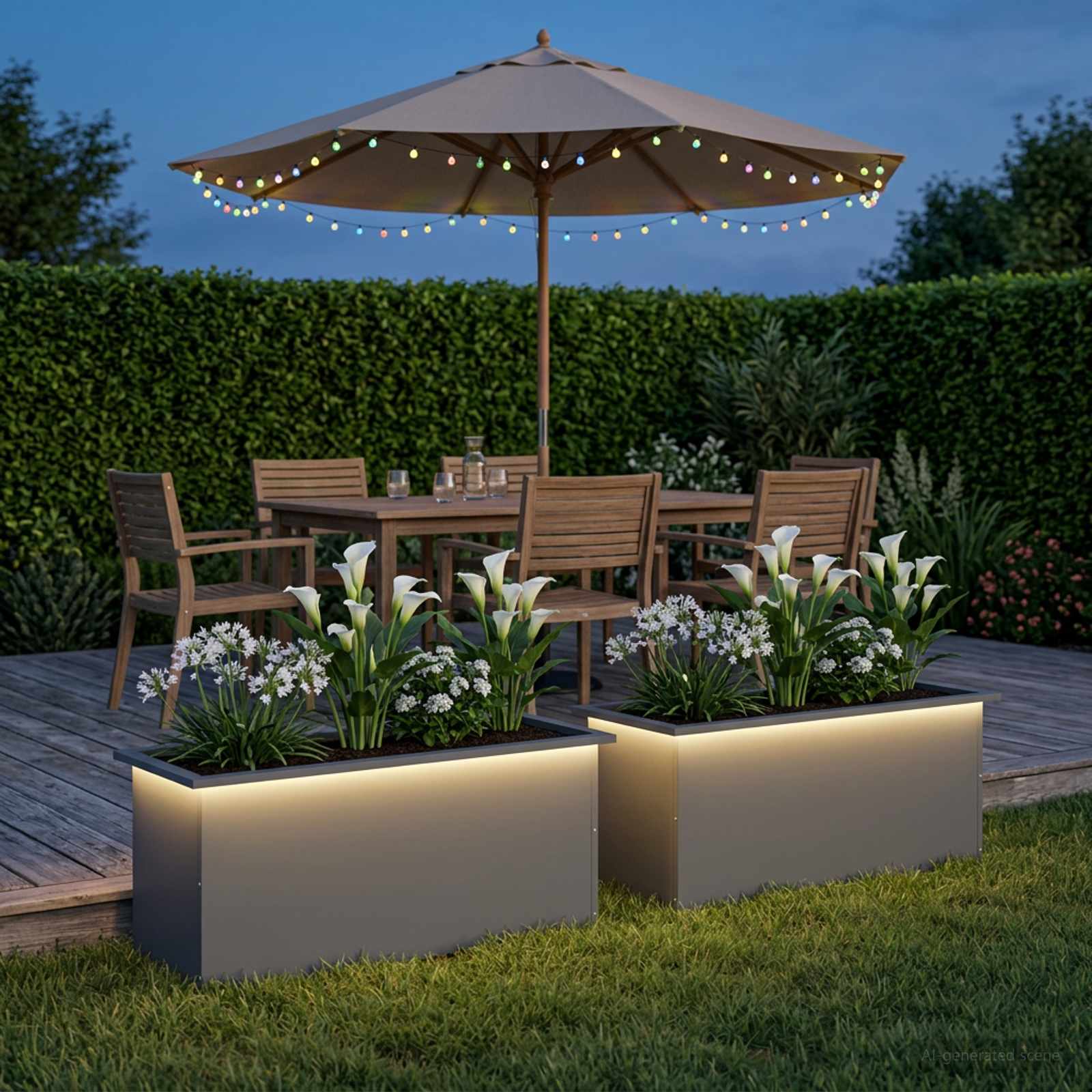 Garden Planter with LED 2 pcs Antracite 40 x 100 x 40 cm Steel