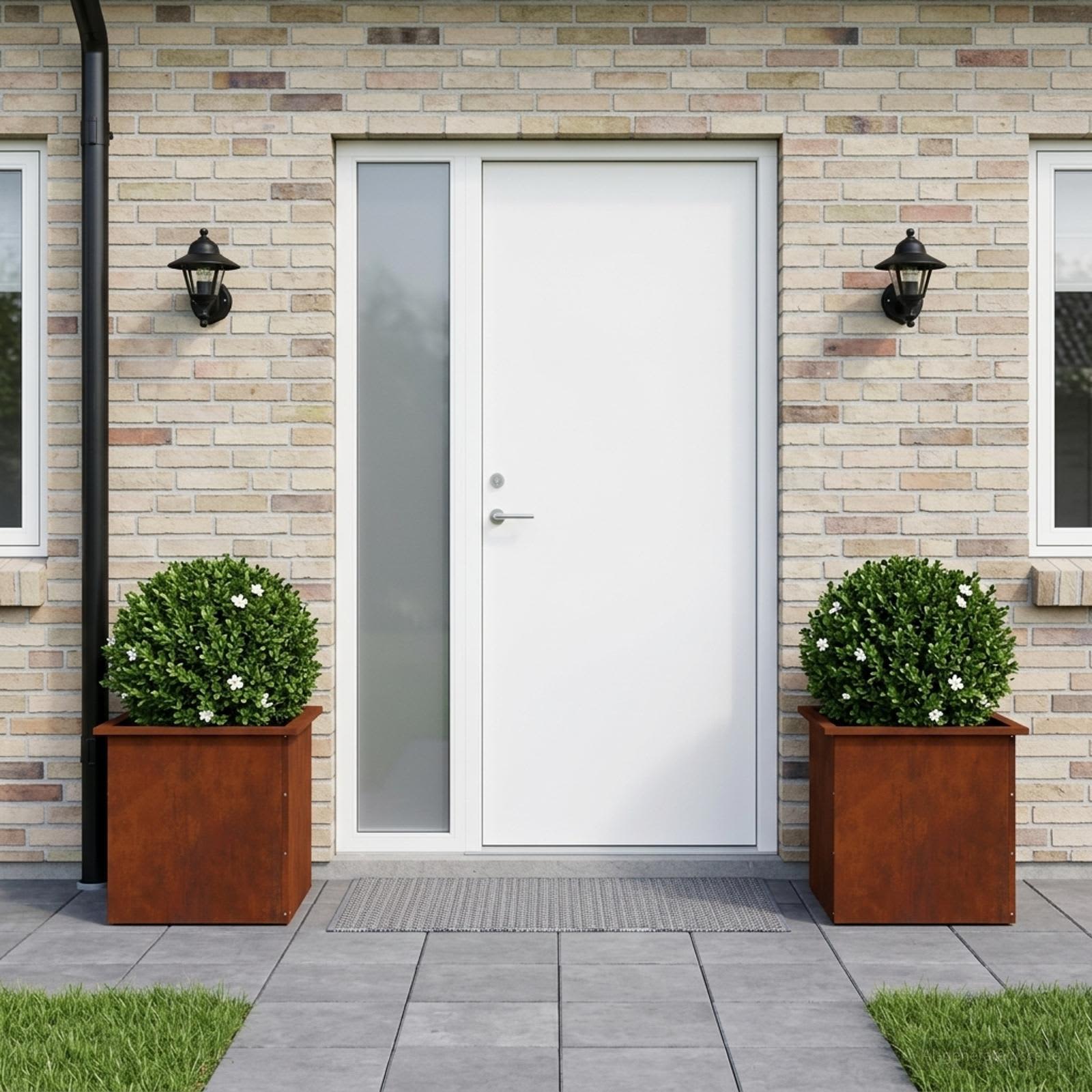 Garden Planter with LED 2 pcs Rusty 50 x 50 x 48 cm