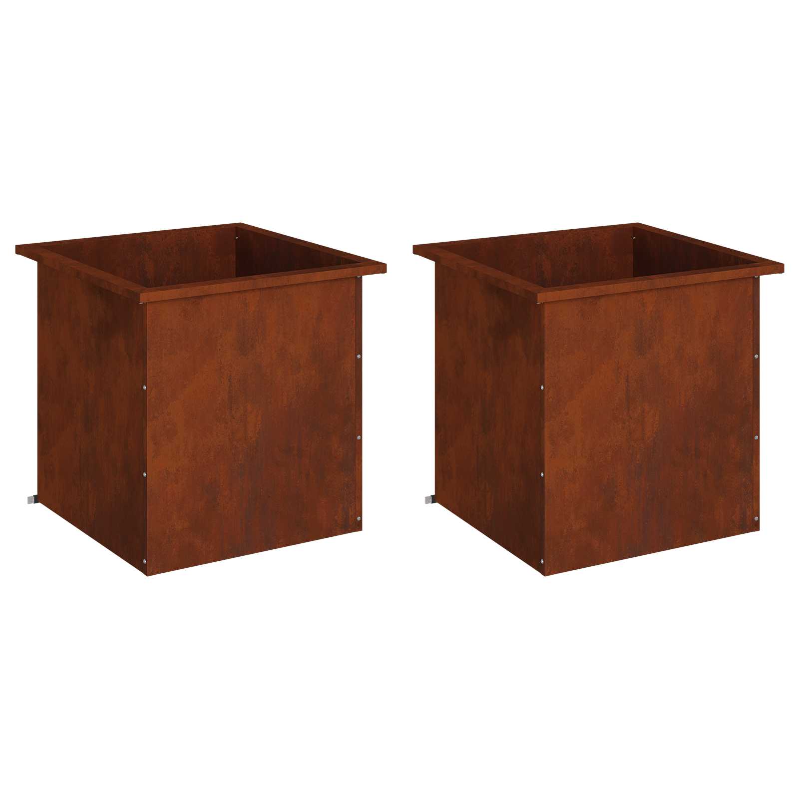 Garden Planter with LED 2 pcs Rusty 50 x 50 x 48 cm