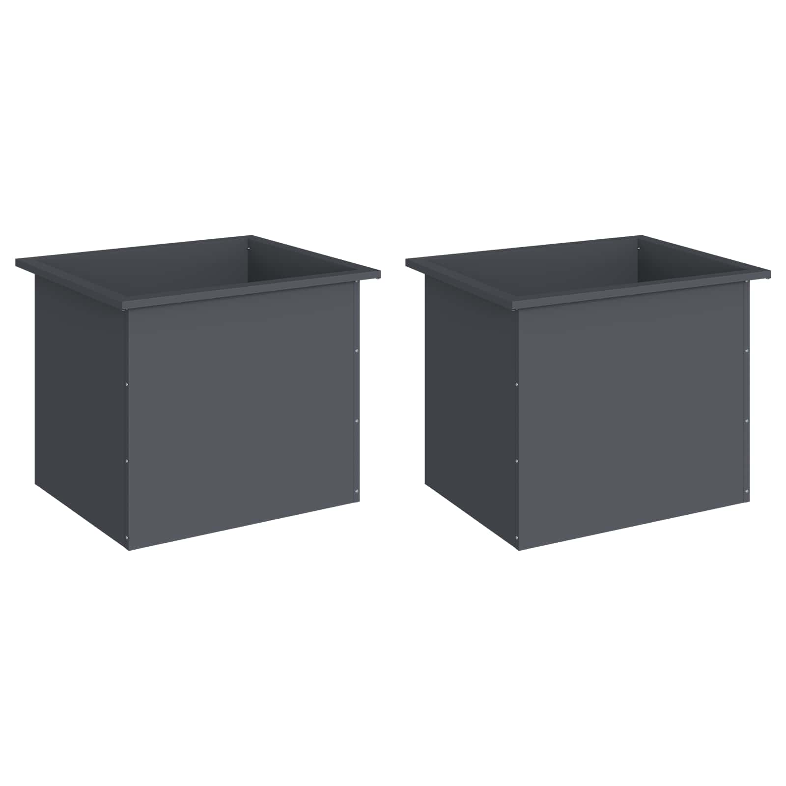 Garden Planter with LED 2 pcs Antracite 50 x 60 x 48 cm Steel