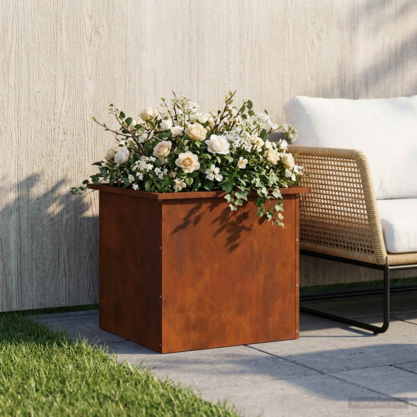 Garden Planter with LED Rusty 50 x 60 x 48 cm Weathering Steel