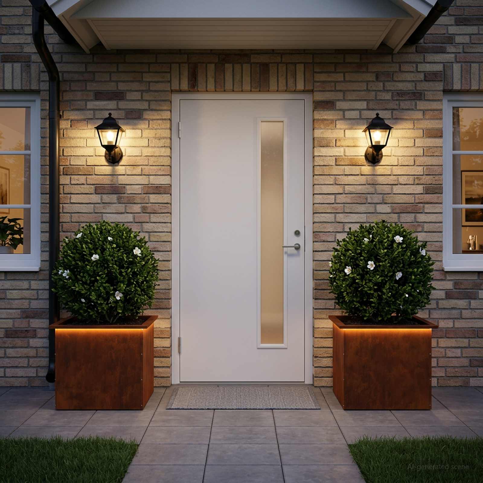 Garden Planter with LED 2 pcs Rusty 50 x 60 x 48 cm