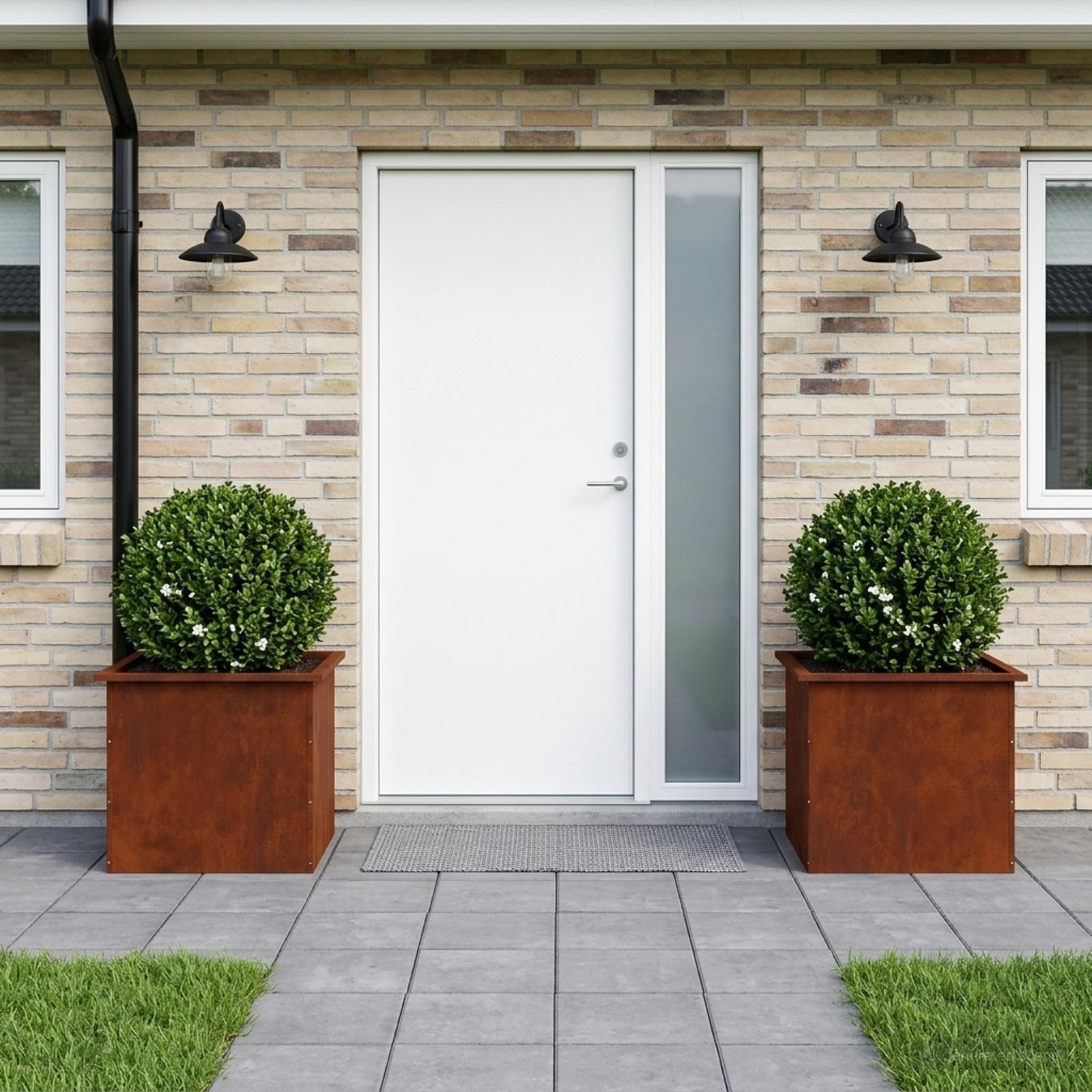 Garden Planter with LED 2 pcs Rusty 50 x 60 x 48 cm