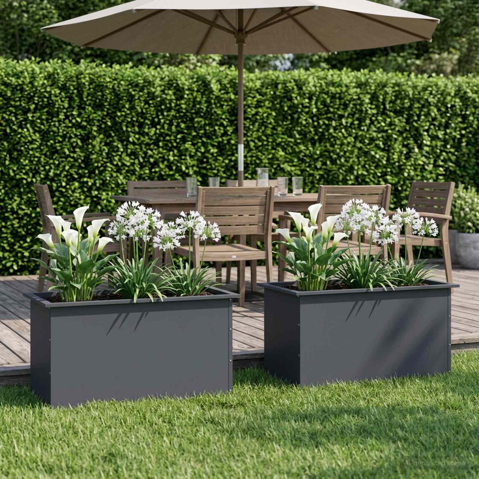 Garden Planter with LED 2 pcs Antracite 50 x 80 x 48 cm Steel