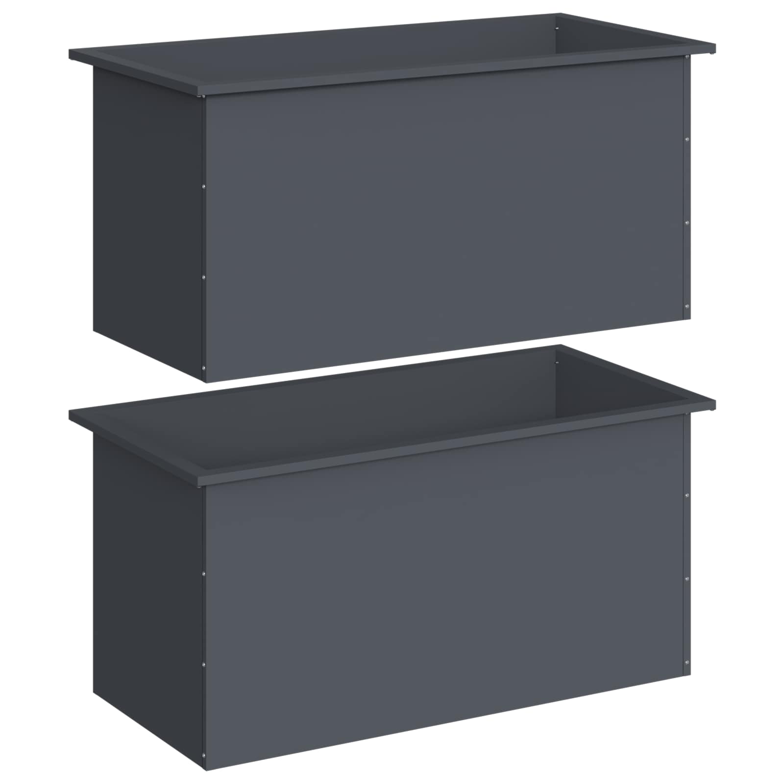 Garden Planter with LED 2 pcs Antracite 50 x 100 x 48 cm Steel