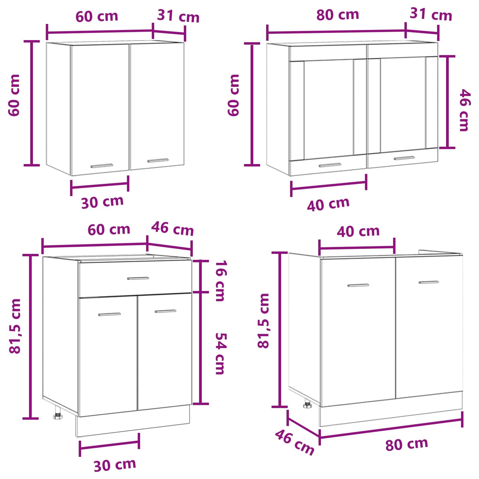 Kitchen Unit Lyon 4 pcs Concrete Grey Engineered Wood