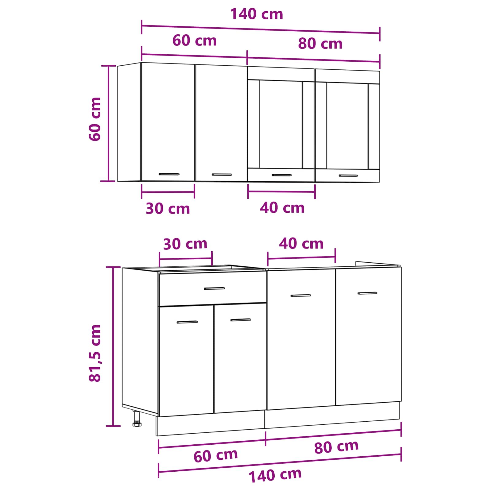 Kitchen Unit Lyon 4 pcs Concrete Grey Engineered Wood