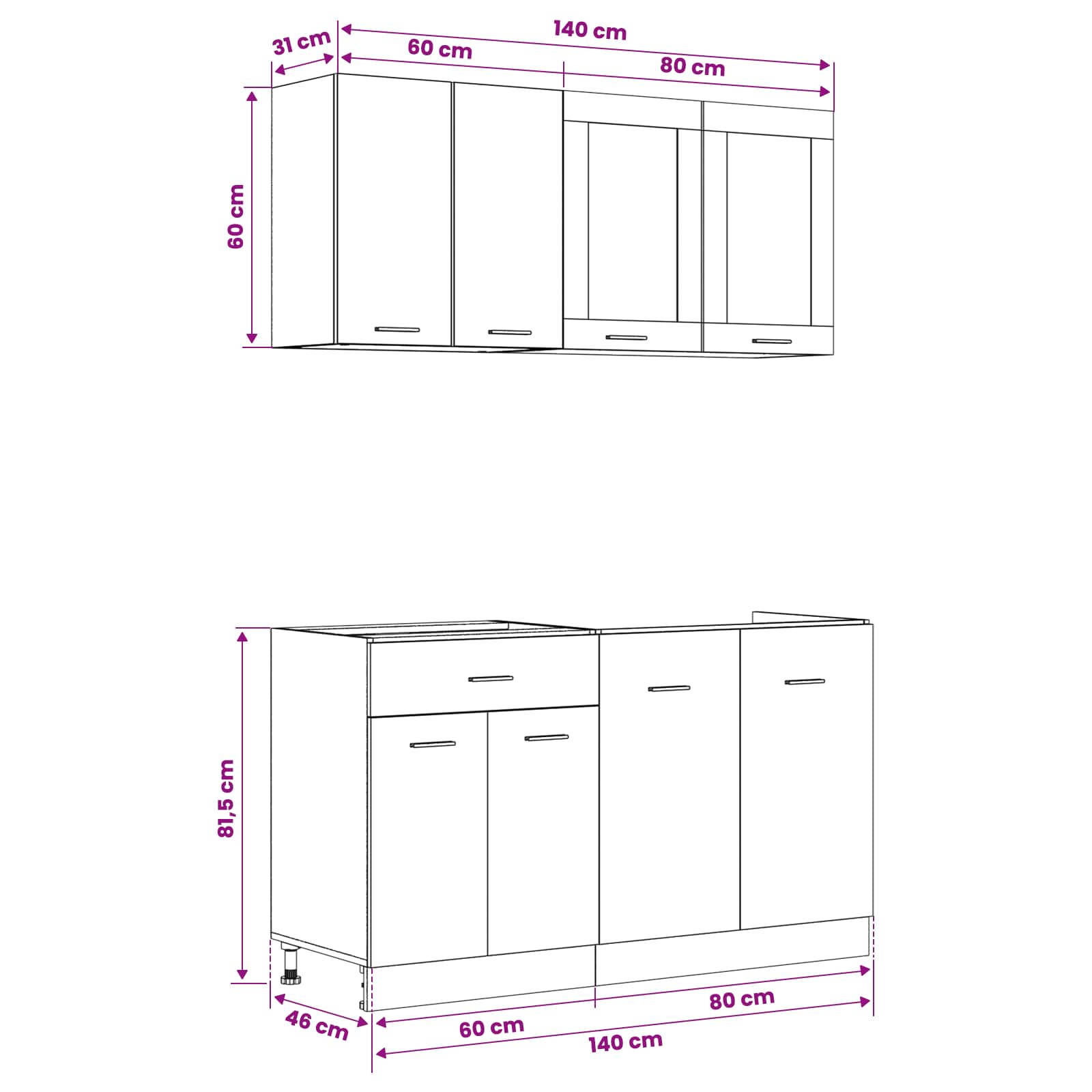Kitchen Unit Lyon 4 pcs Black Oak Engineered Wood