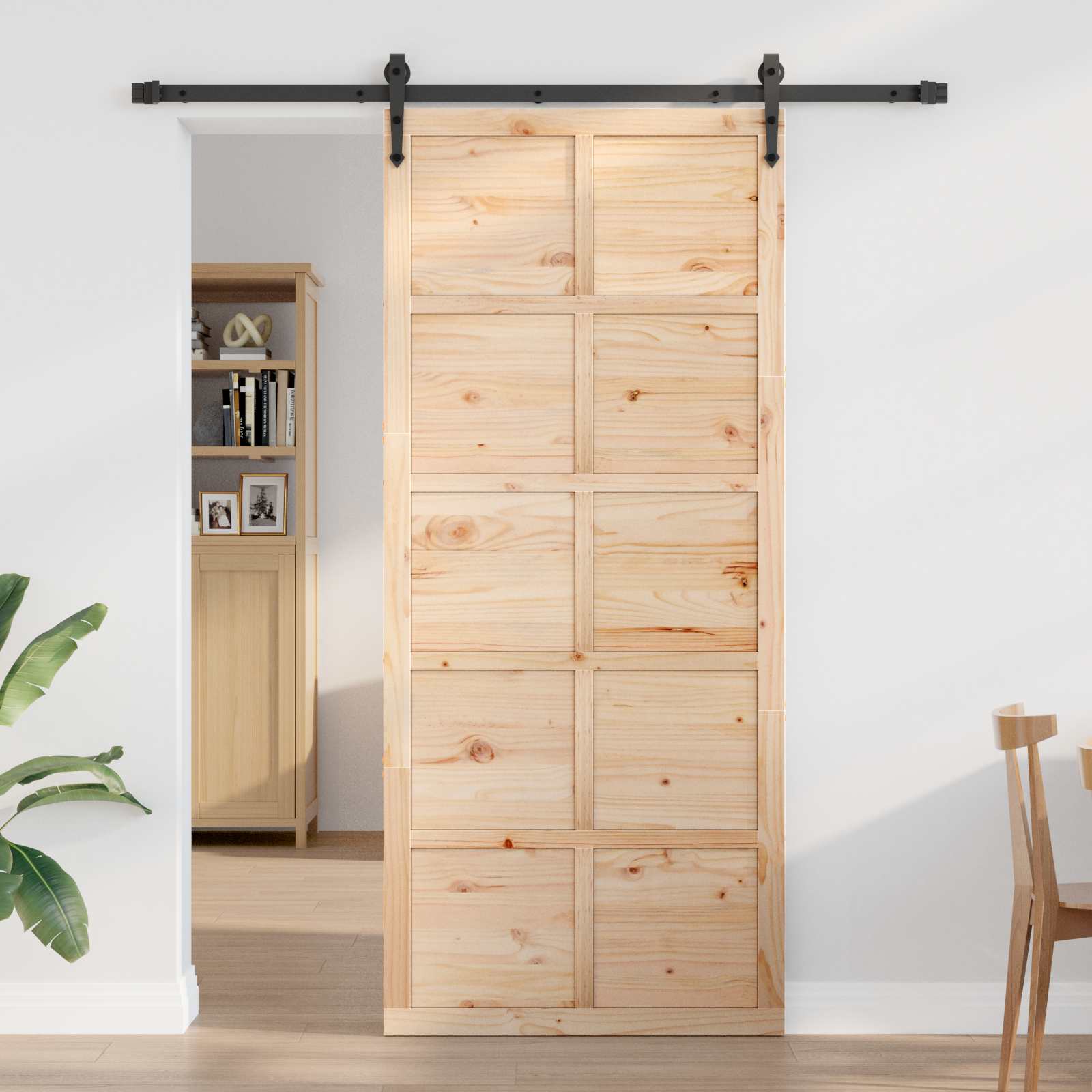 Barn Door Natural 80 x 2,5 x 208 cm Solid Pine Wood