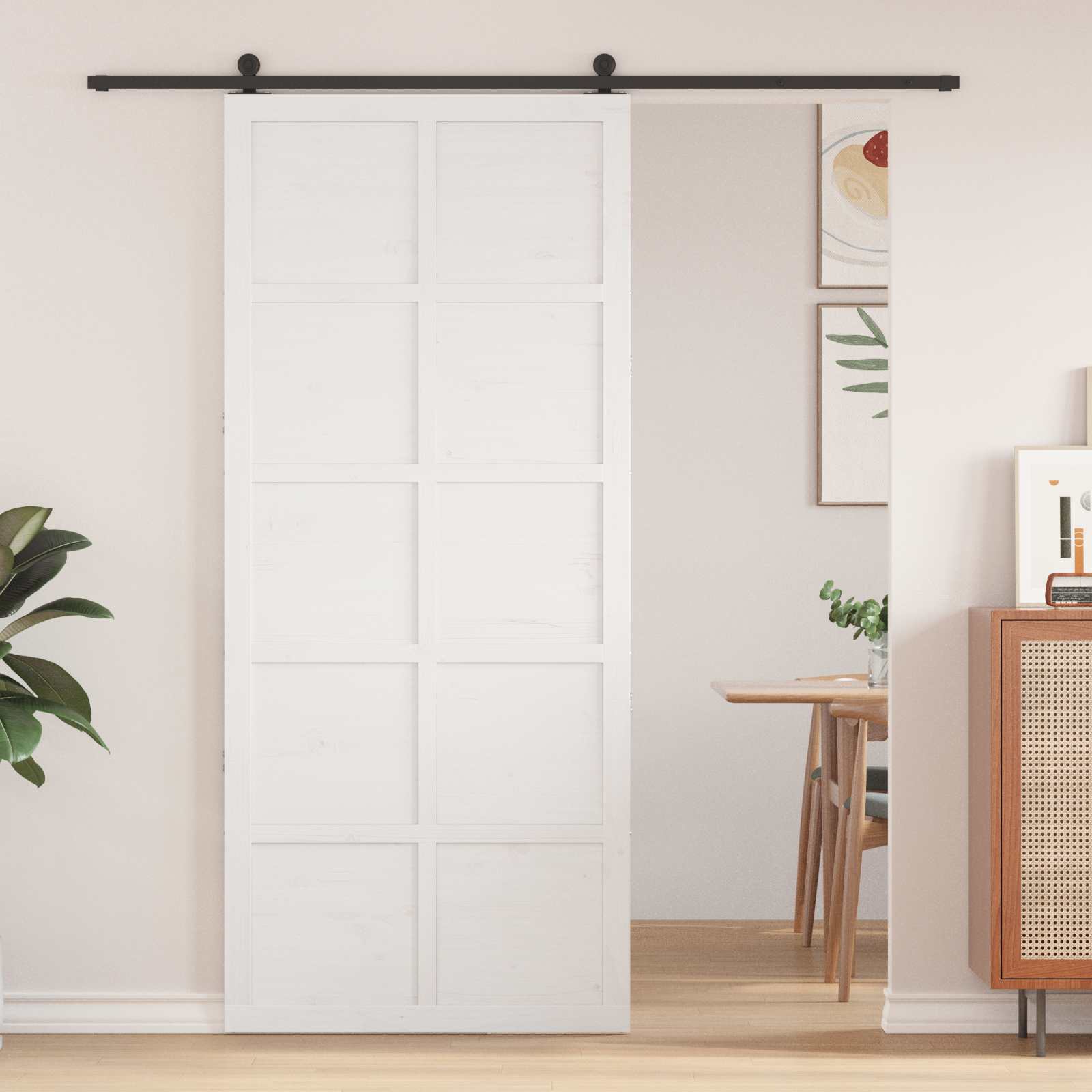 Barn Door 80 x 2,5 x 208 cm Solid Pine Wood White