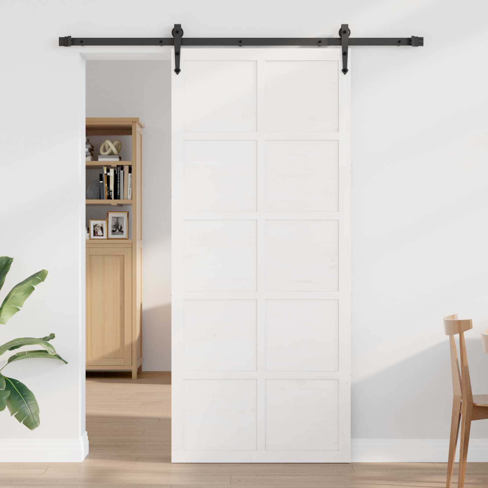 Barn Door 80 x 2,5 x 208 cm Solid Pine Wood White
