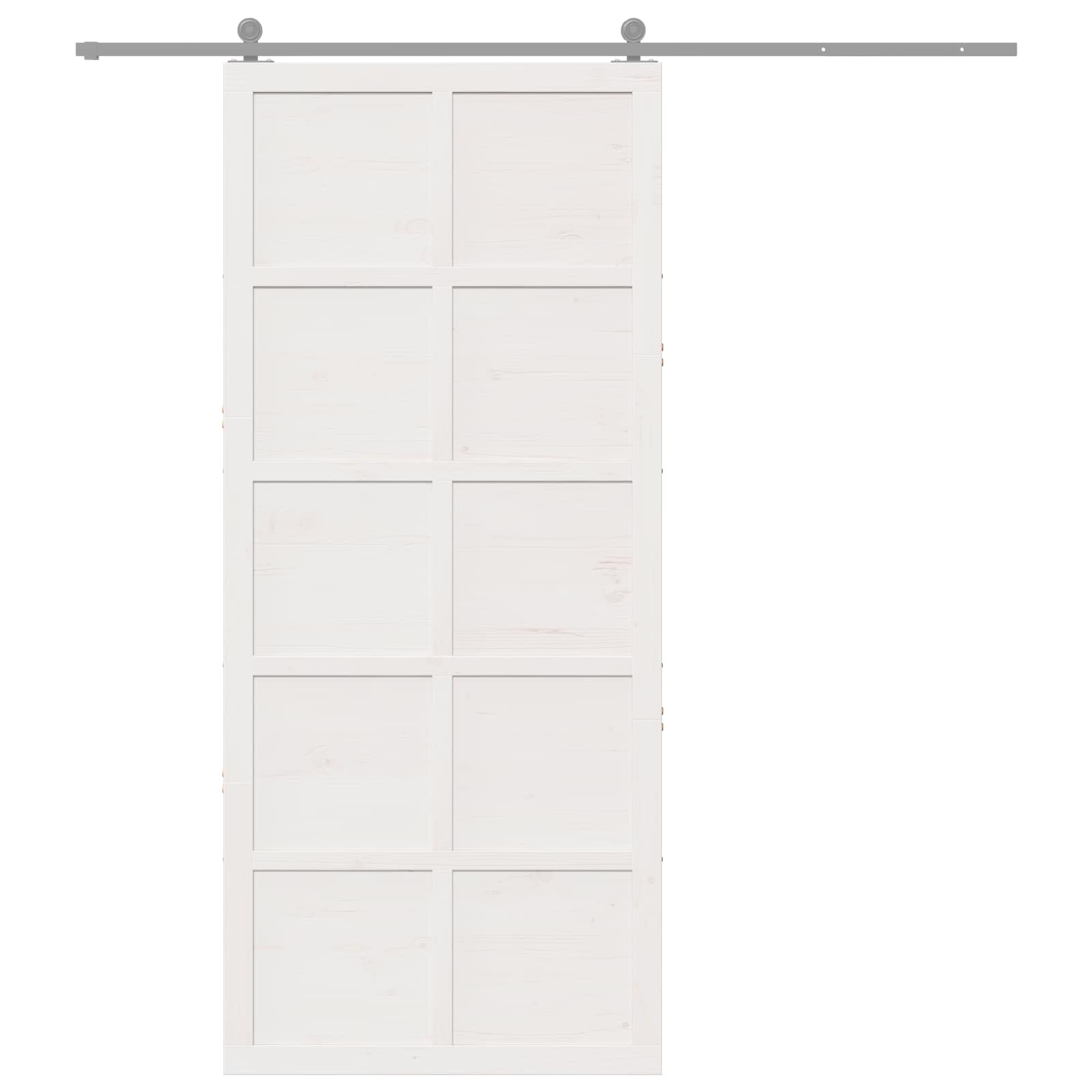 Barn Door 80 x 2,5 x 208 cm Solid Pine Wood White