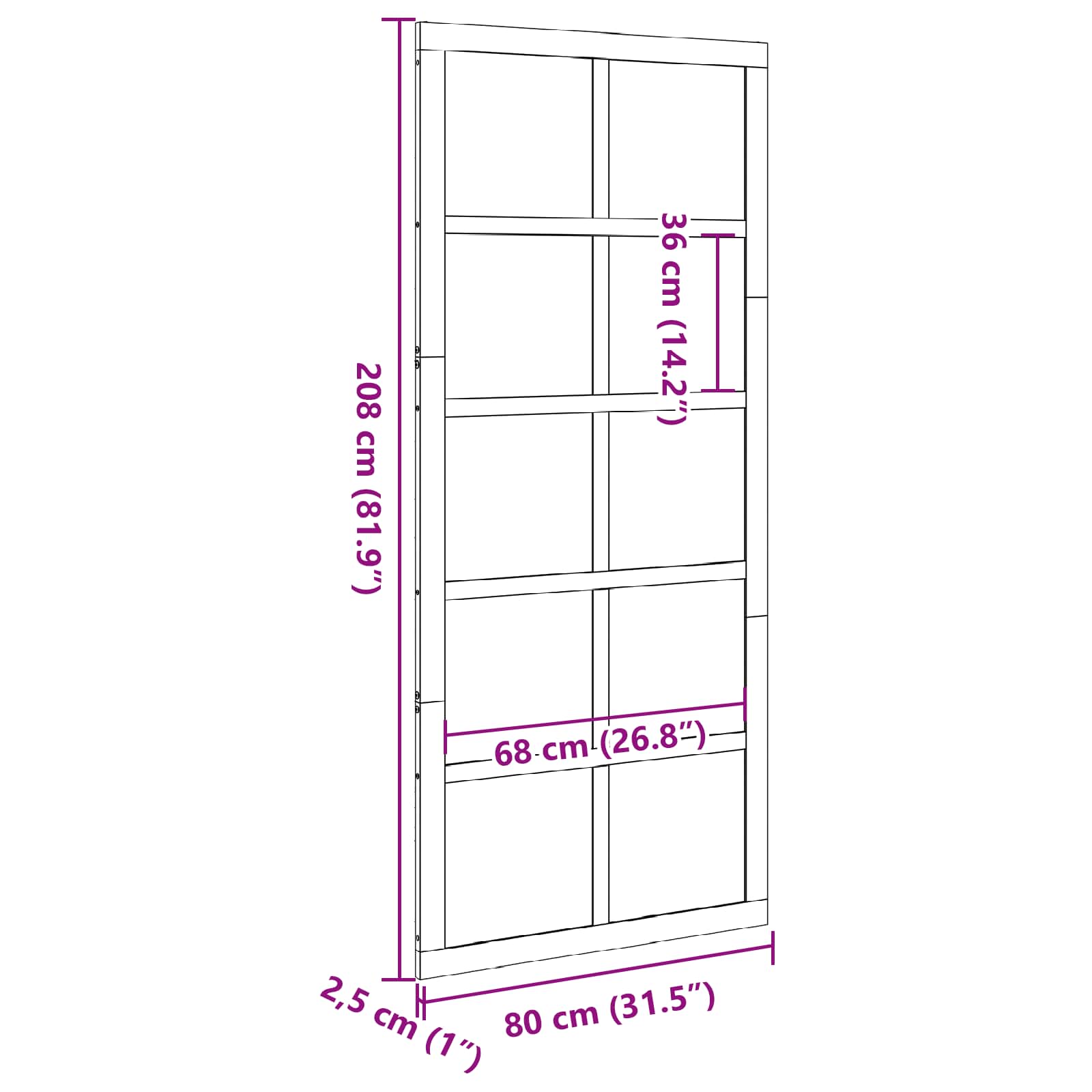 Barn Door 80 x 2,5 x 208 cm Solid Pine Wood White