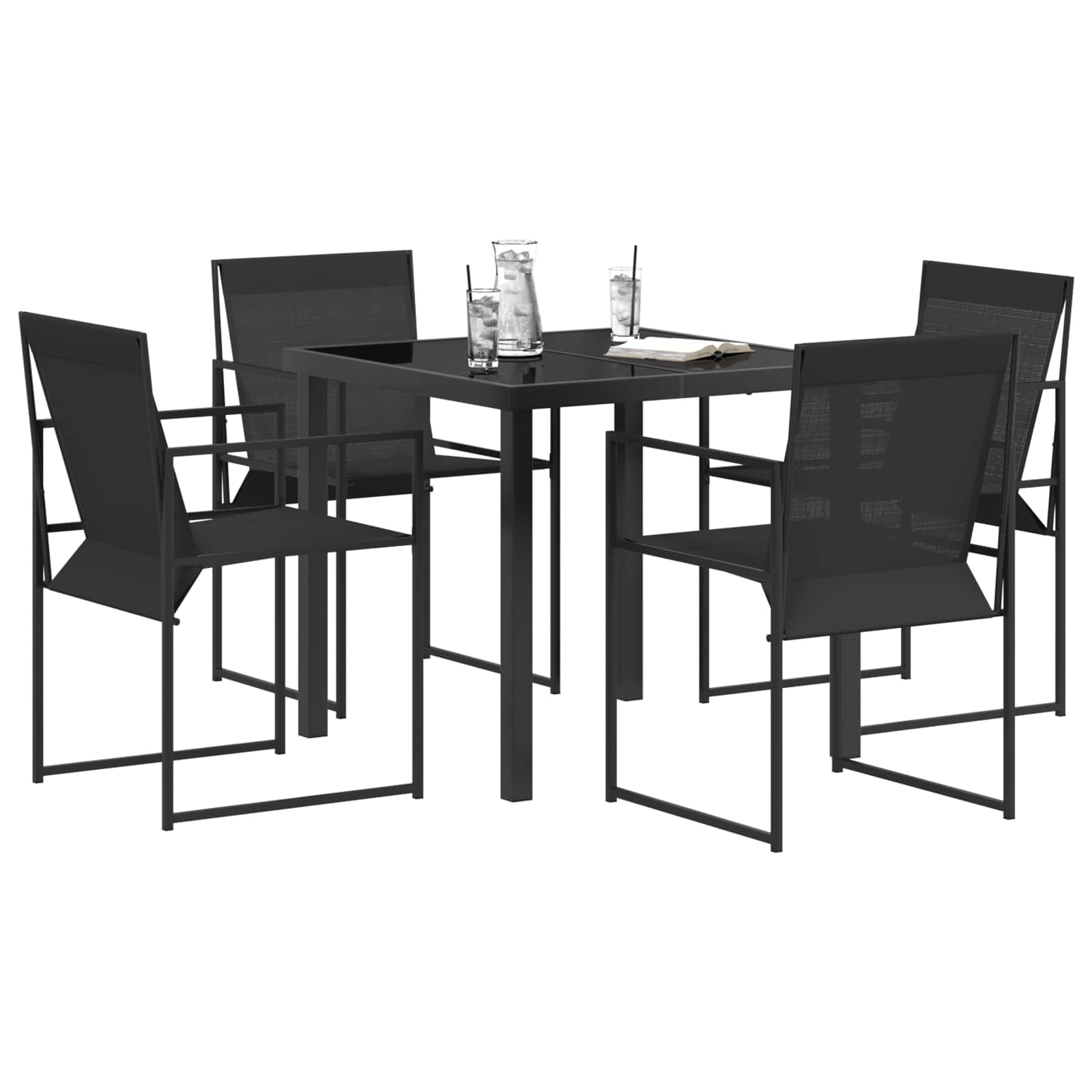 Garden Dining Set 5 pcs Black Textilene and Steel