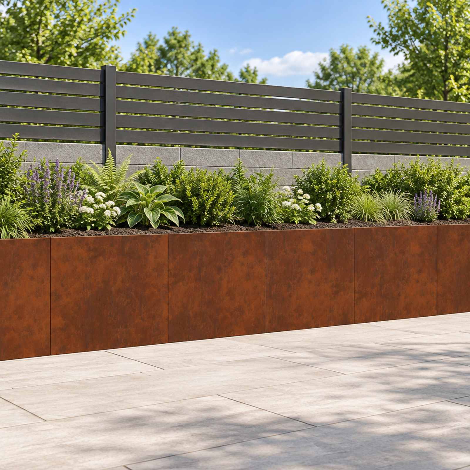 Retaining Wall 4 pcs 40 x 12 x 40 cm Weathering Steel Rusty