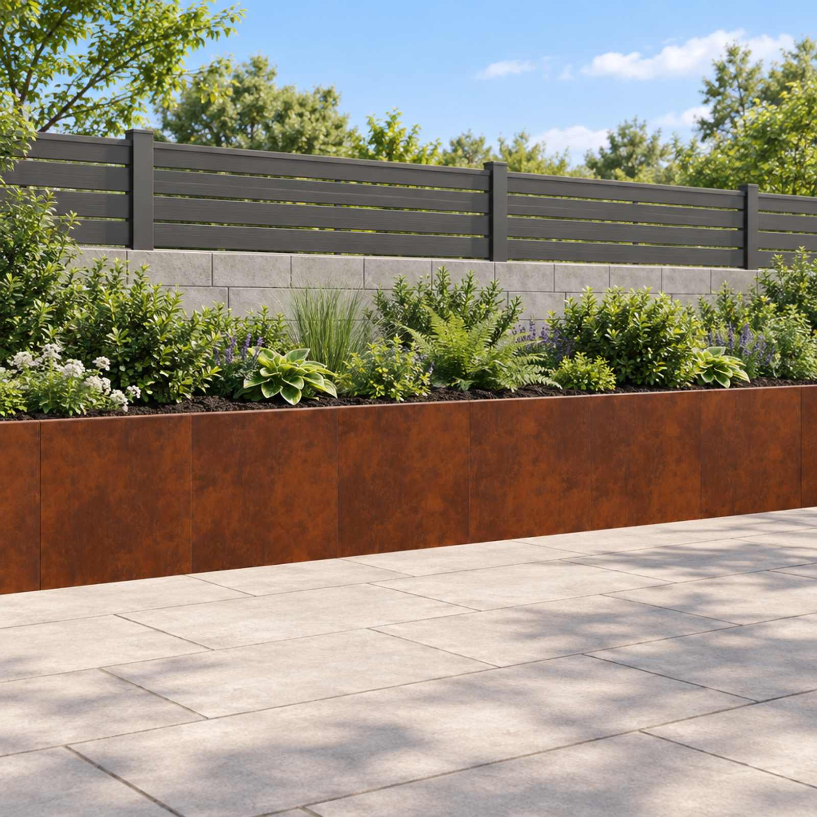 Retaining Wall 6 pcs 40 x 12 x 40 cm Weathering Steel Rusty