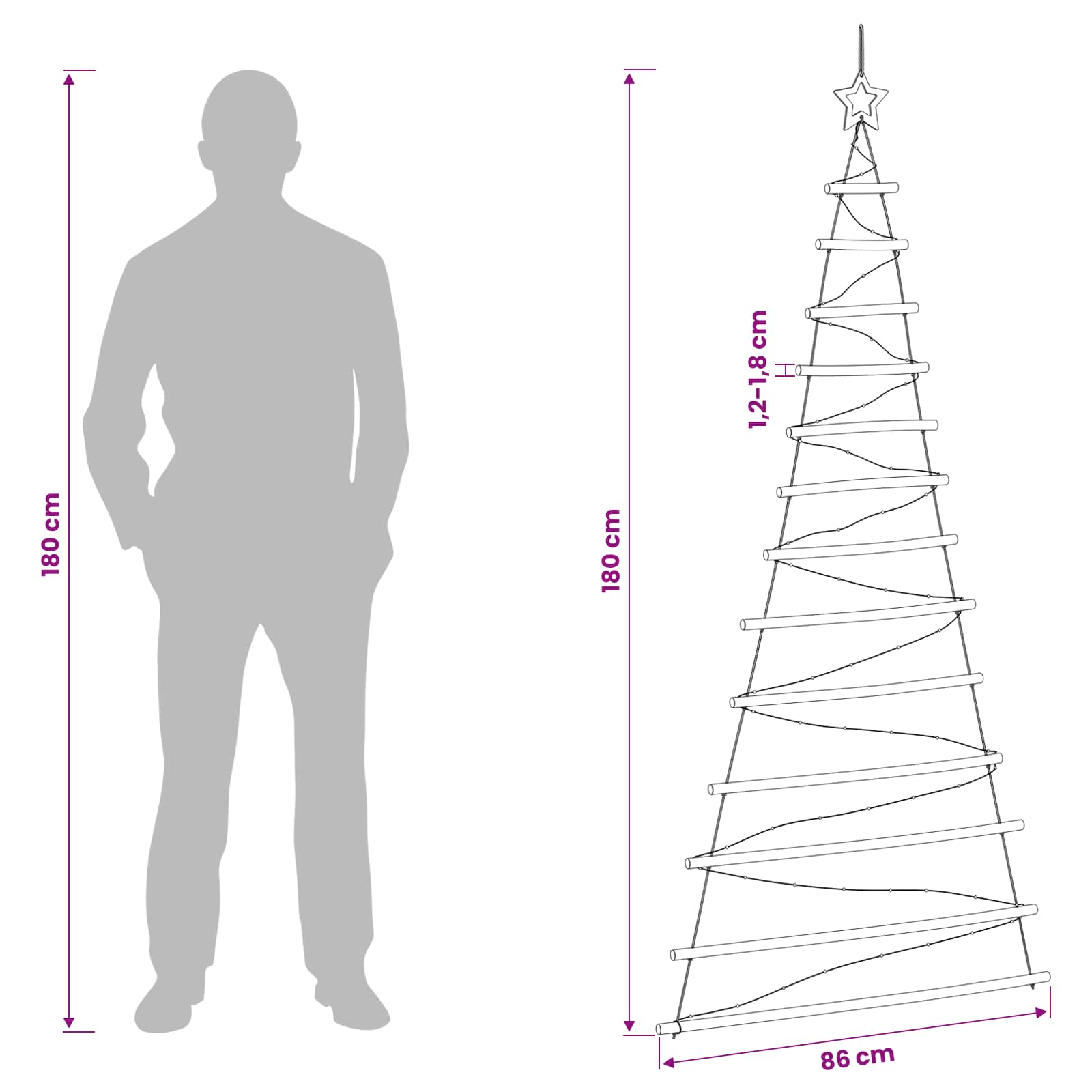 Hanging Christmas Tree 180 cm 100 LEDs Warm White