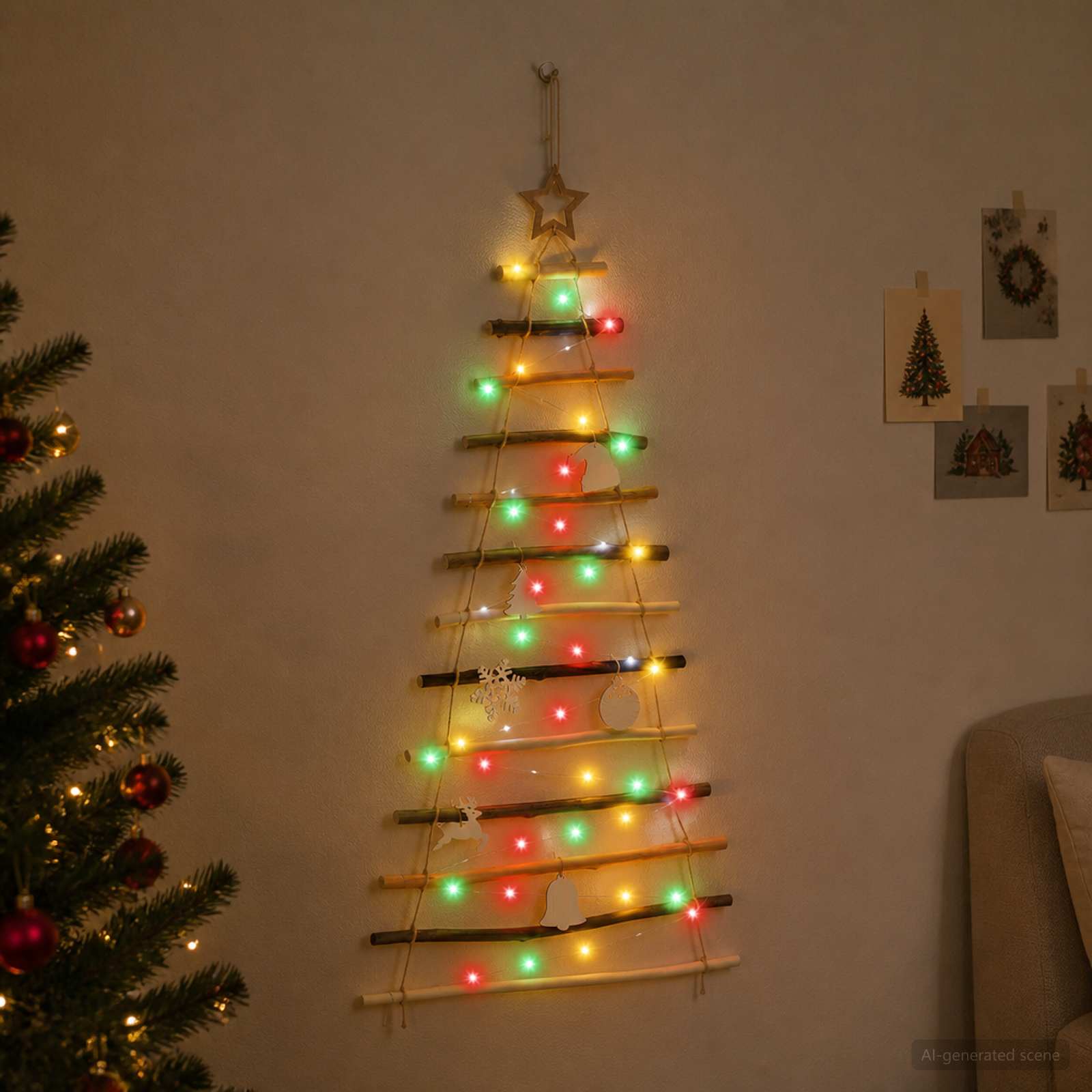 Hanging Christmas Tree 120 cm 50 LEDs Multicolour