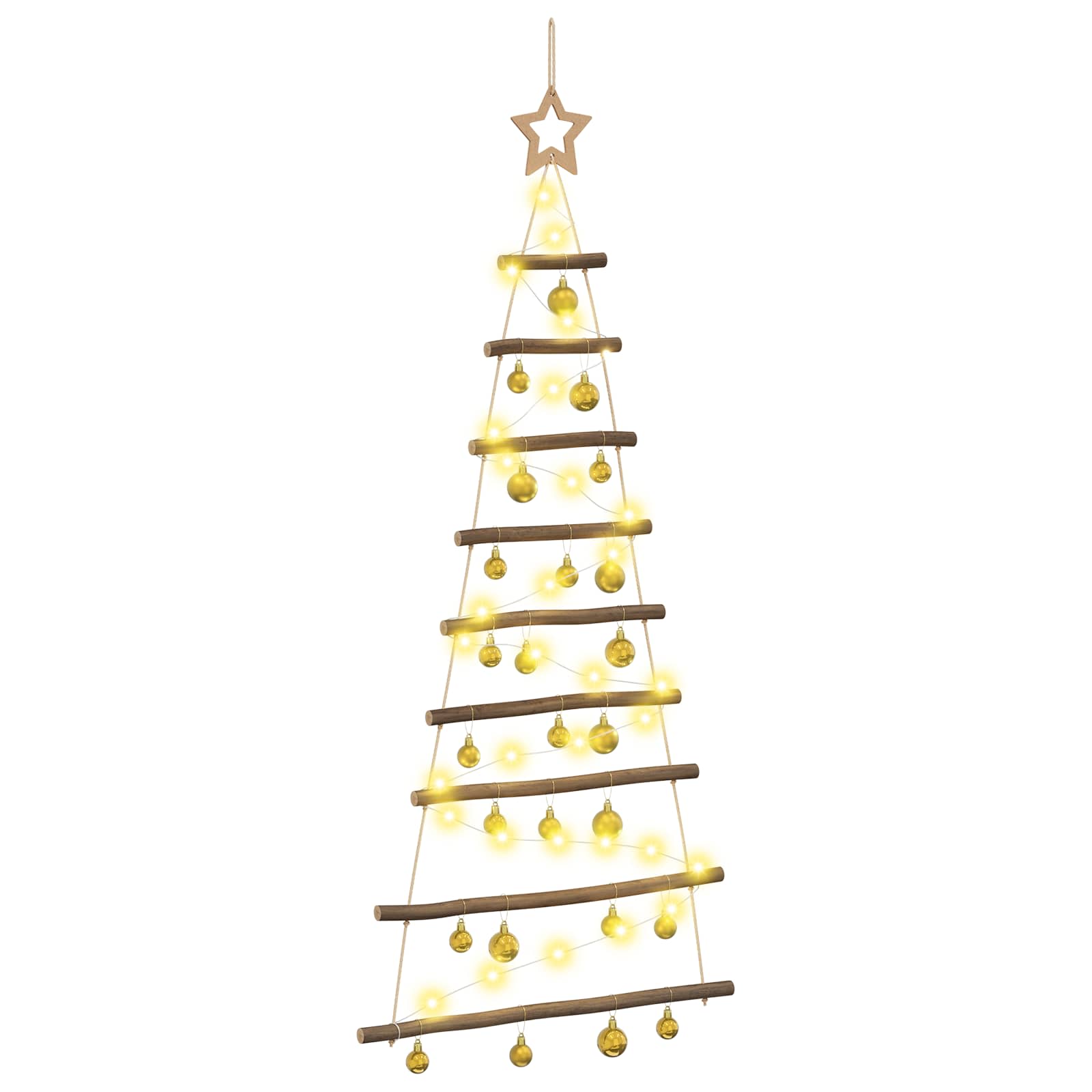 Hanging Christmas tree with baubles 120 cm 50 LEDs Warm White
